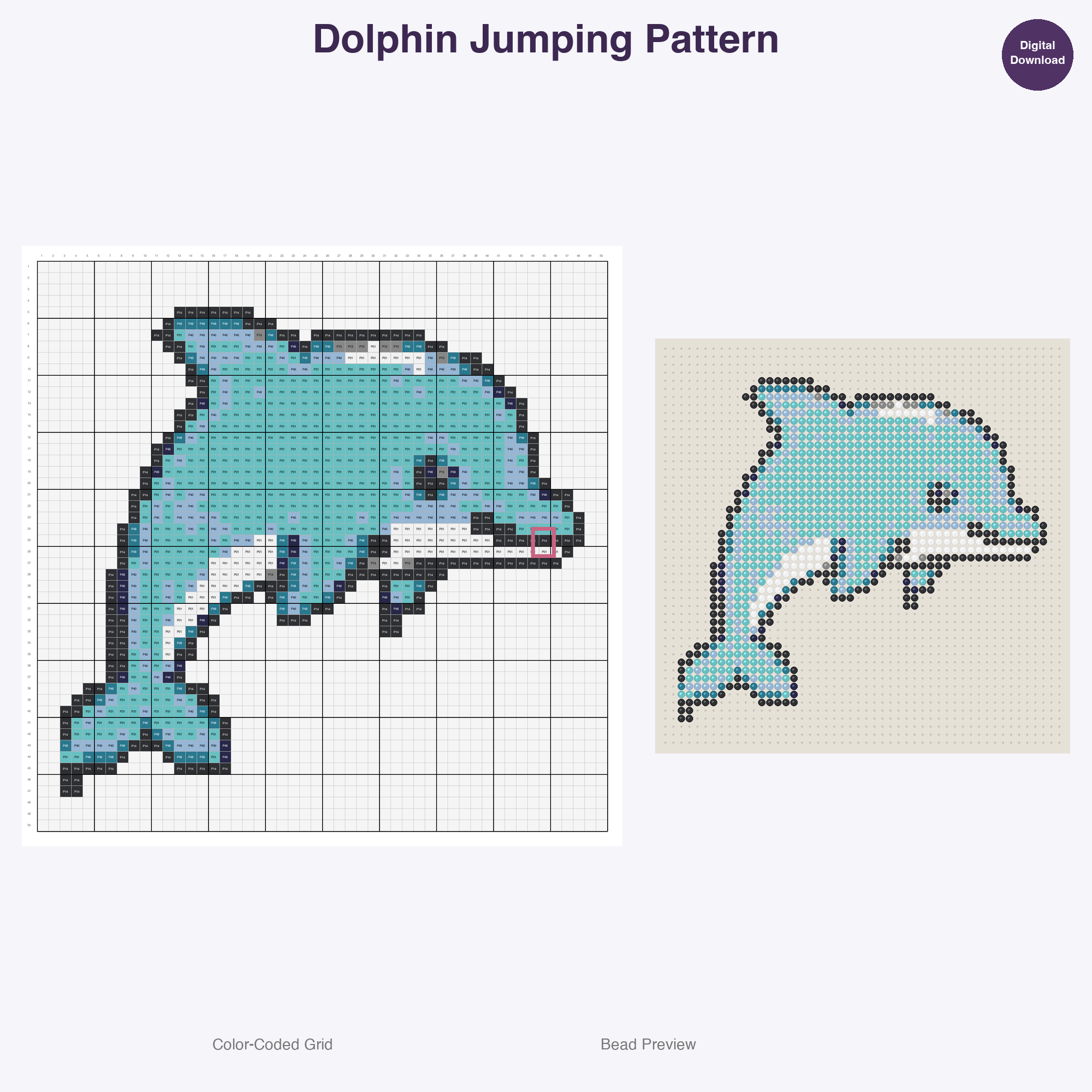 Kawaii Animal Friends Perler Bead Patterns, 48 Designs x 3 Grid Sizes (29x29 + 50x50 + 128x128), Fuse Bead PDF Digital Download