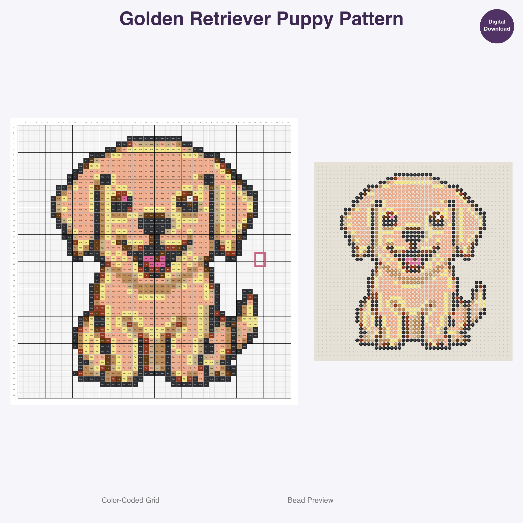 Kawaii Animal Friends Perler Bead Patterns, 48 Designs x 3 Grid Sizes (29x29 + 50x50 + 128x128), Fuse Bead PDF Digital Download
