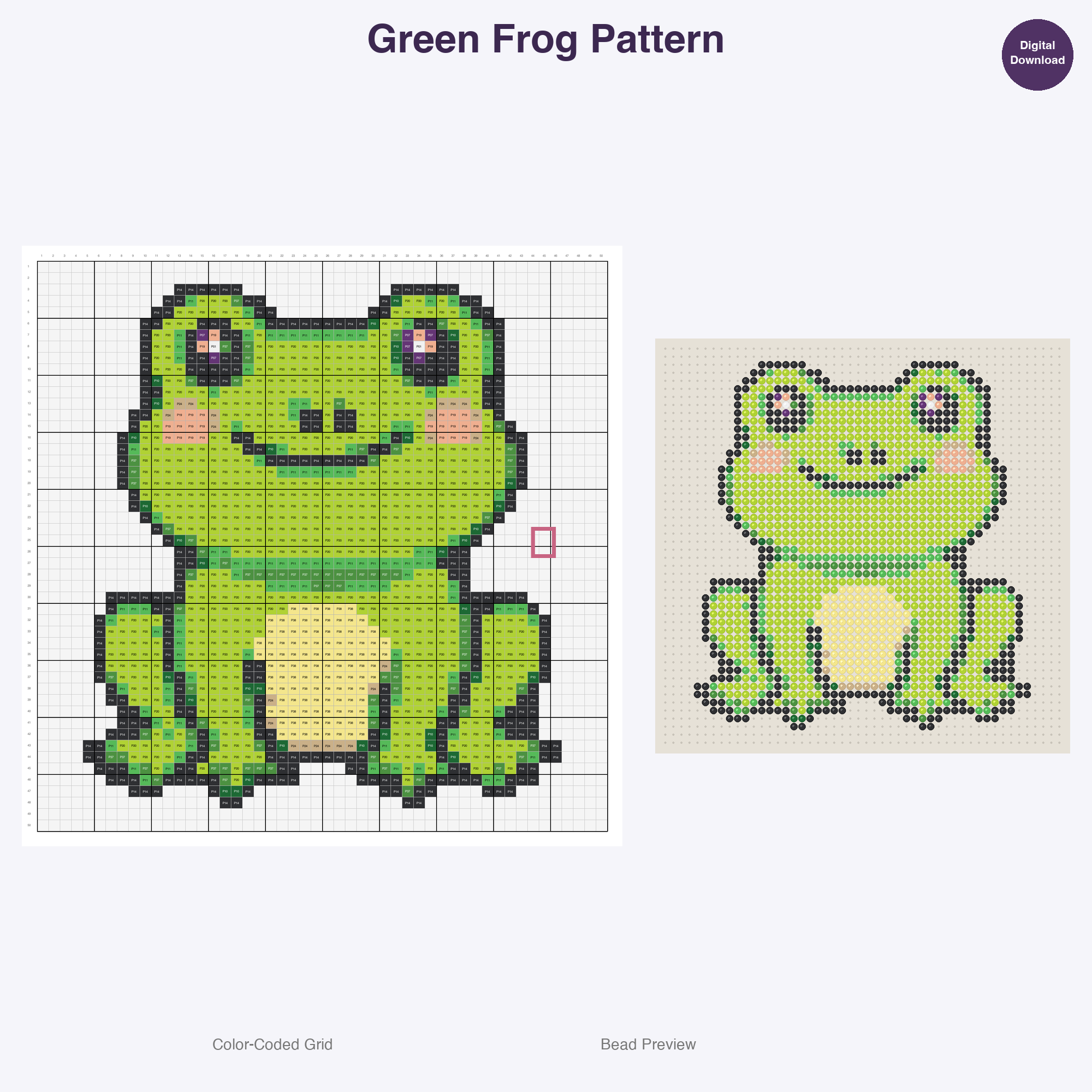 Kawaii Animal Friends Perler Bead Patterns, 48 Designs x 3 Grid Sizes (29x29 + 50x50 + 128x128), Fuse Bead PDF Digital Download