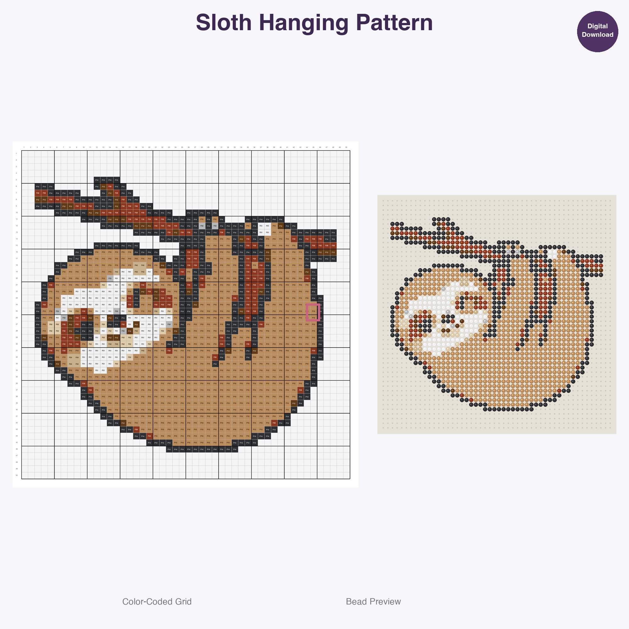 Kawaii Animal Friends Perler Bead Patterns, 48 Designs x 3 Grid Sizes (29x29 + 50x50 + 128x128), Fuse Bead PDF Digital Download