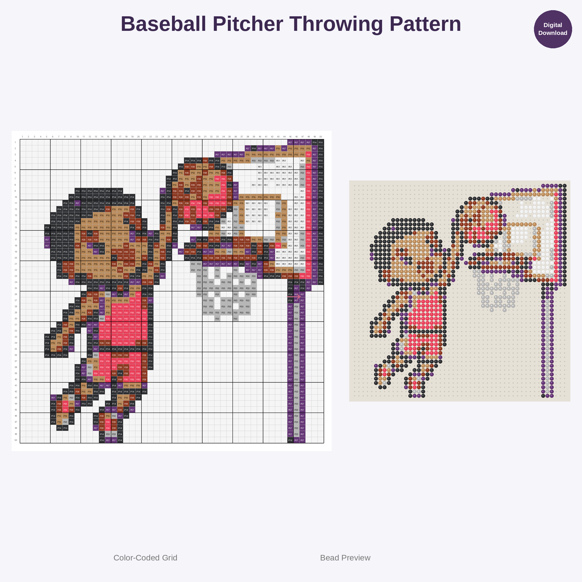 Cute Kawaii Athletes in Action Perler Bead Patterns Bundle, 48 Designs (PDF Digital Download)