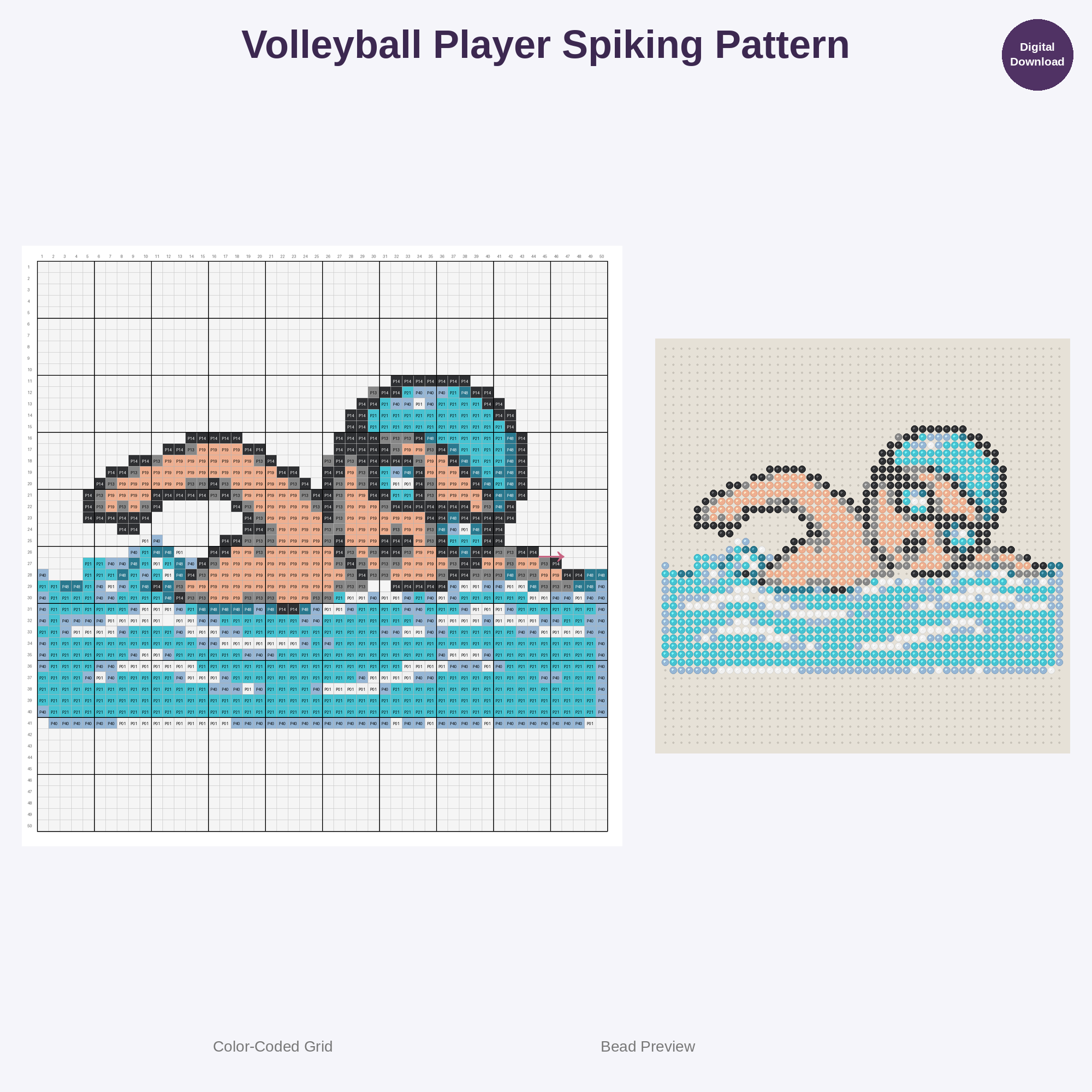 Cute Kawaii Athletes in Action Perler Bead Patterns Bundle, 48 Designs (PDF Digital Download)