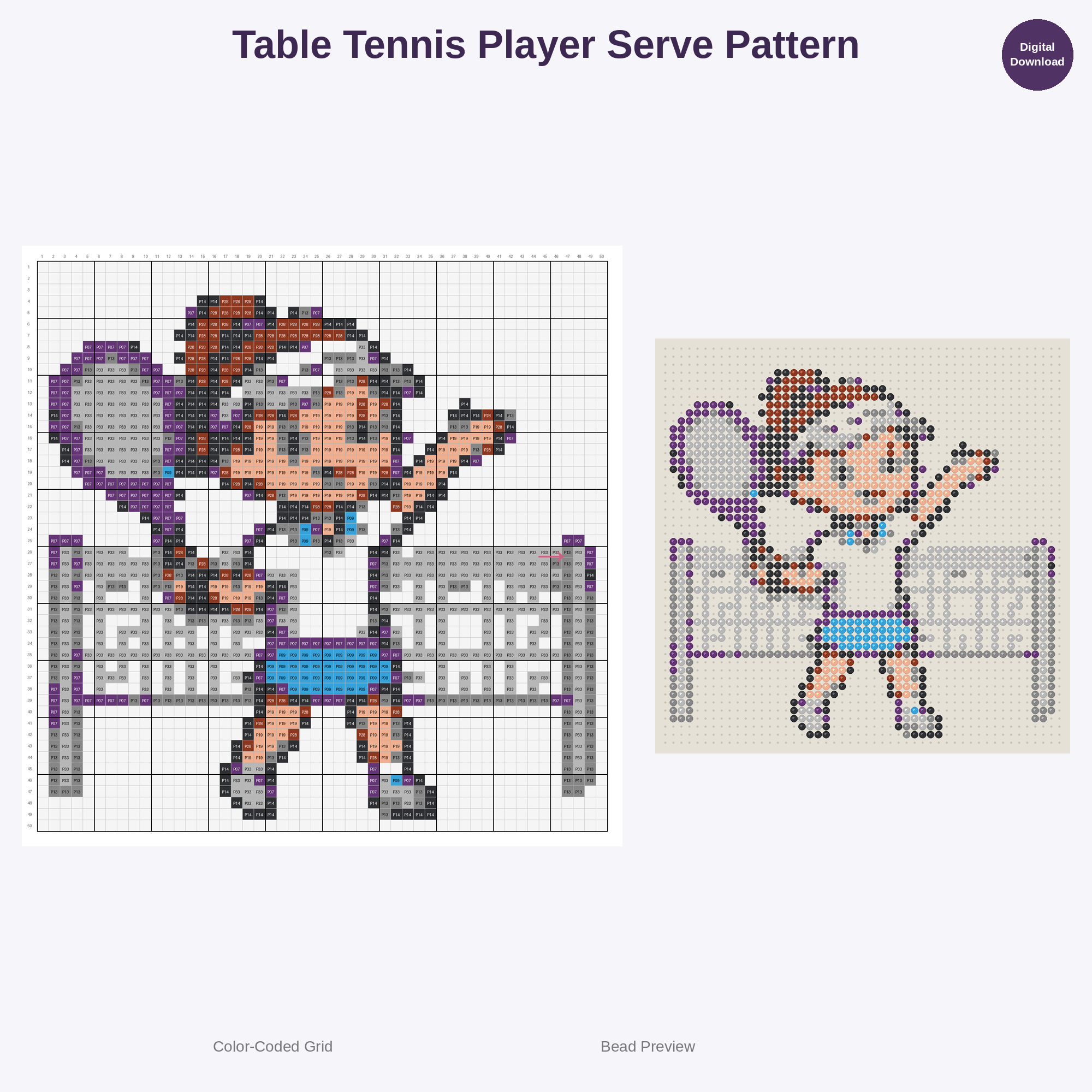 Cute Kawaii Athletes in Action Perler Bead Patterns Bundle, 48 Designs (PDF Digital Download)