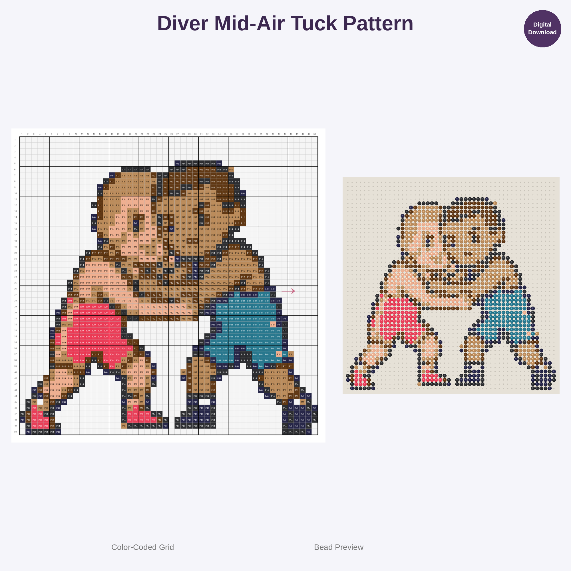 Cute Kawaii Athletes in Action Perler Bead Patterns Bundle, 48 Designs (PDF Digital Download)