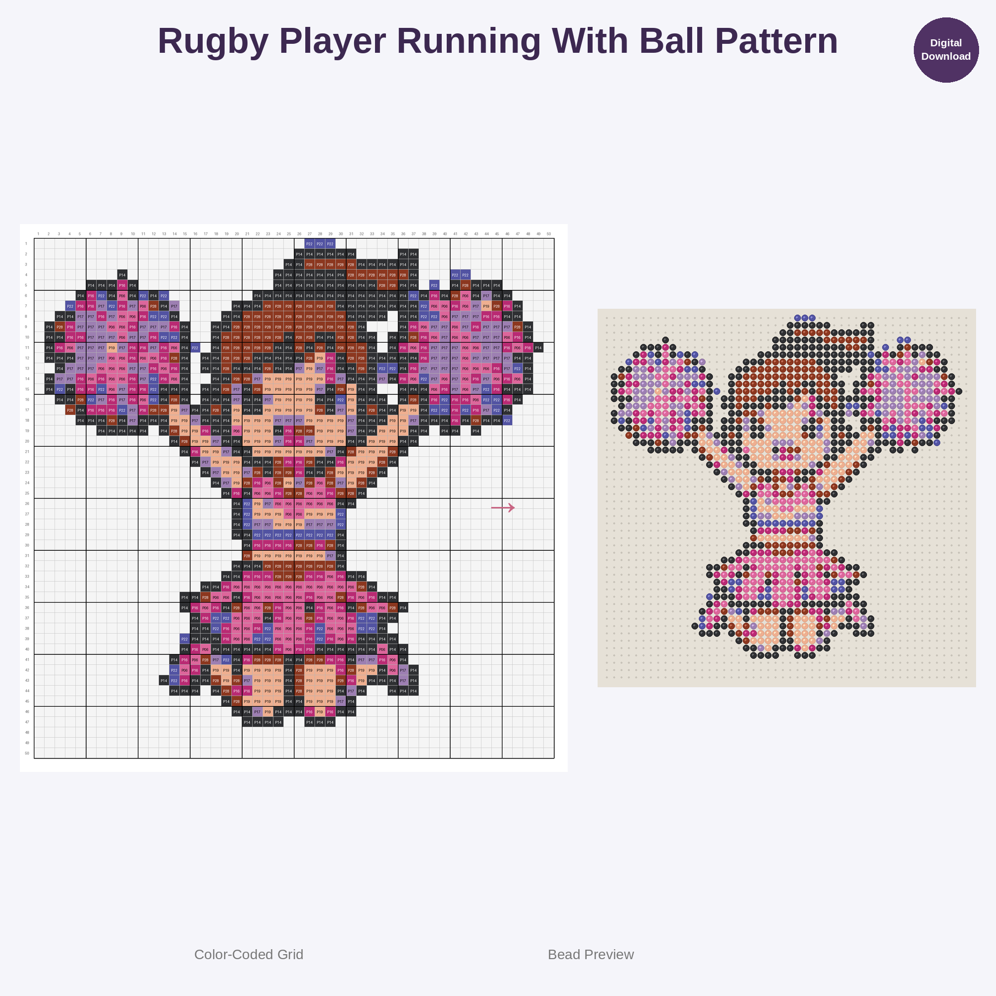 Cute Kawaii Athletes in Action Perler Bead Patterns Bundle, 48 Designs (PDF Digital Download)