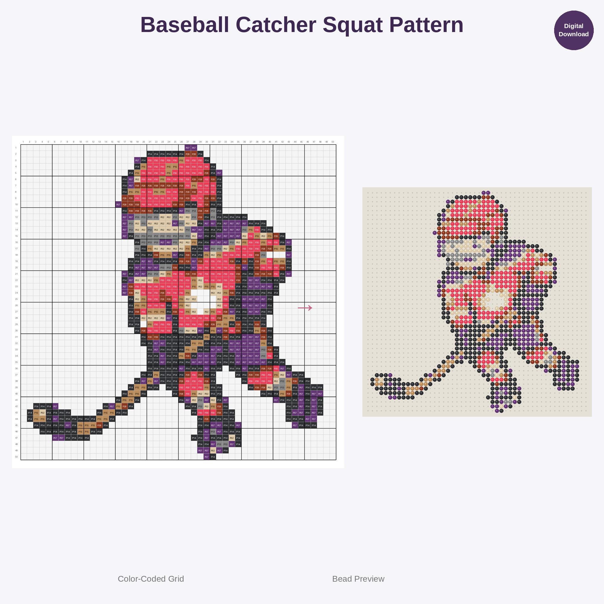 Cute Kawaii Athletes in Action Perler Bead Patterns Bundle, 48 Designs (PDF Digital Download)