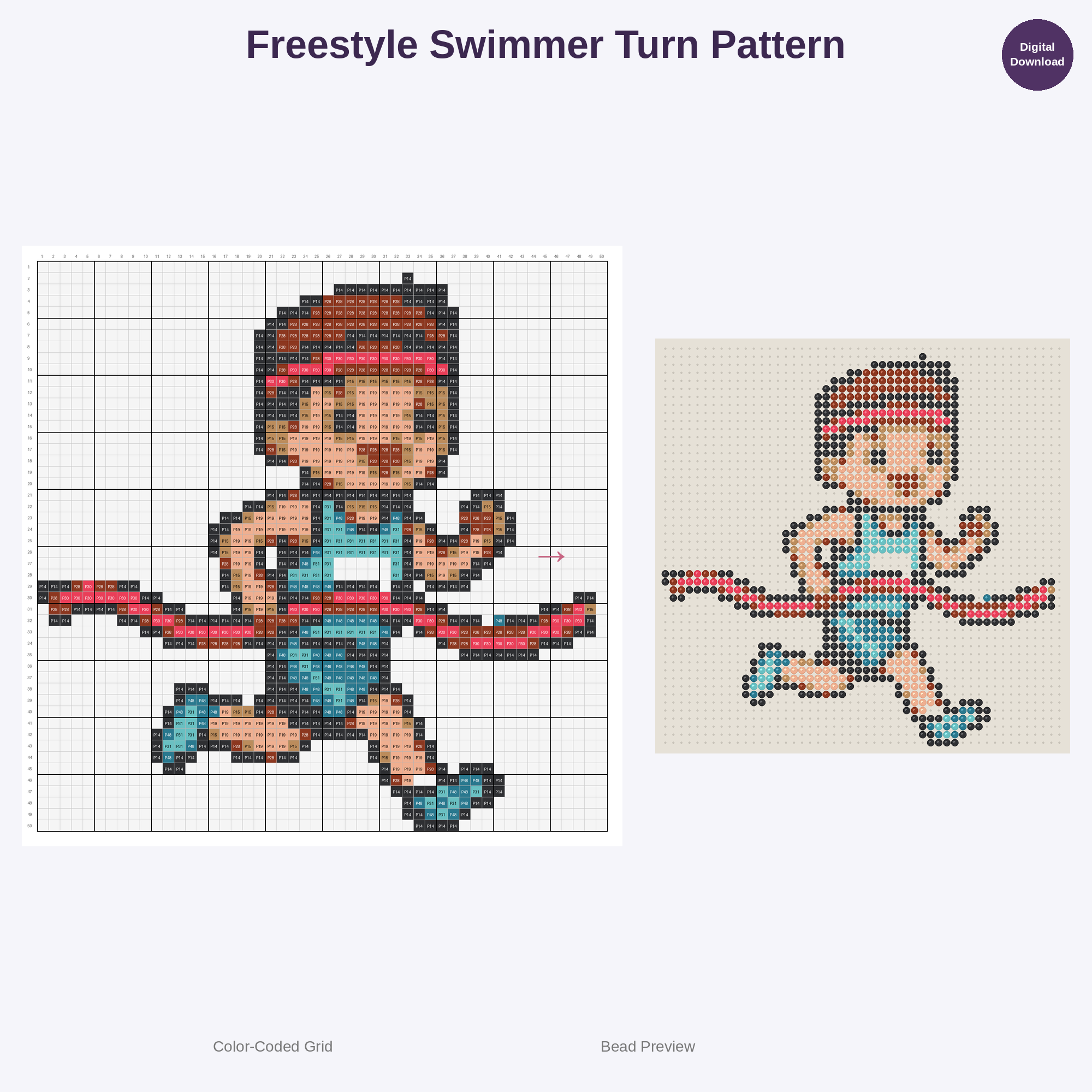 Cute Kawaii Athletes in Action Perler Bead Patterns Bundle, 48 Designs (PDF Digital Download)