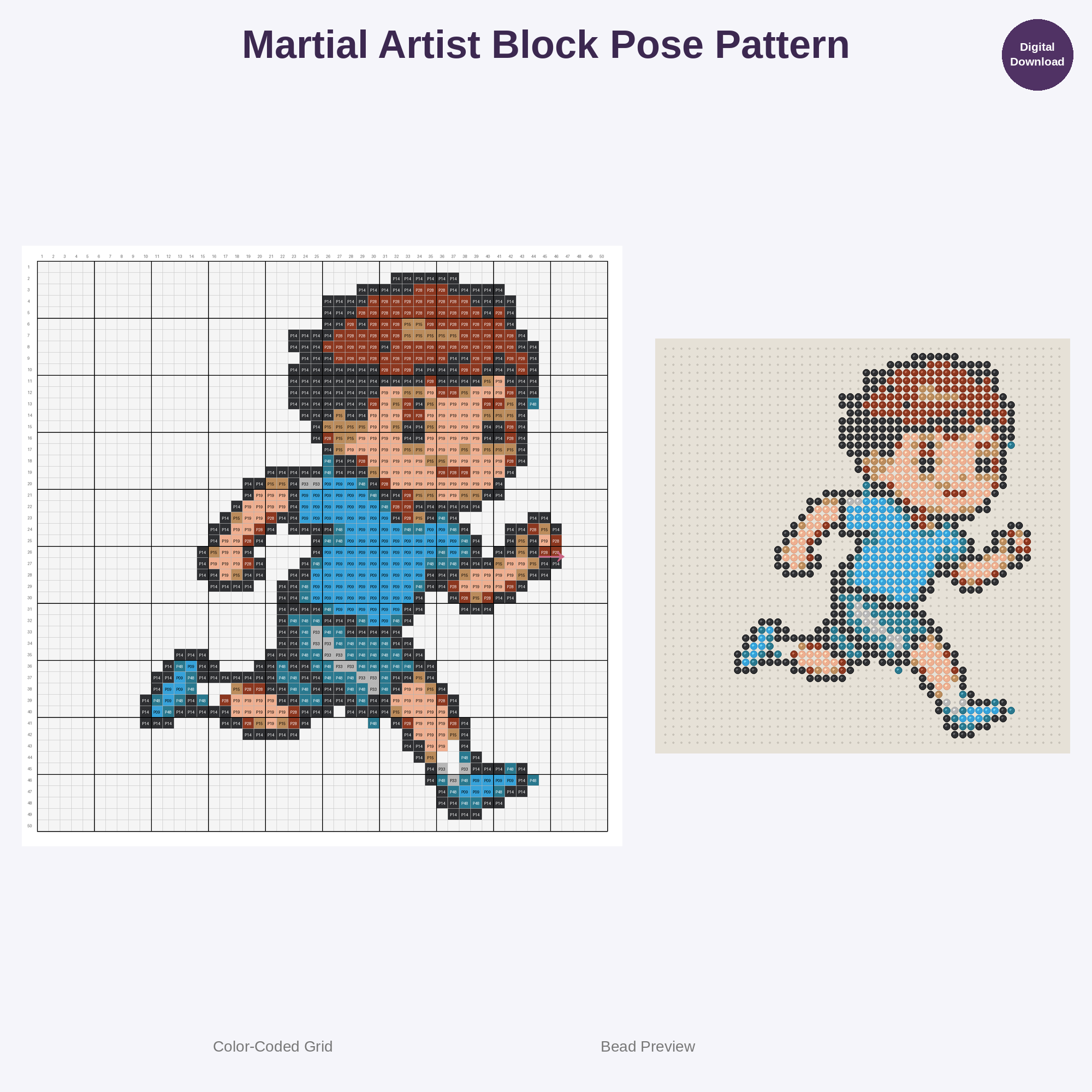 Cute Kawaii Athletes in Action Perler Bead Patterns Bundle, 48 Designs (PDF Digital Download)