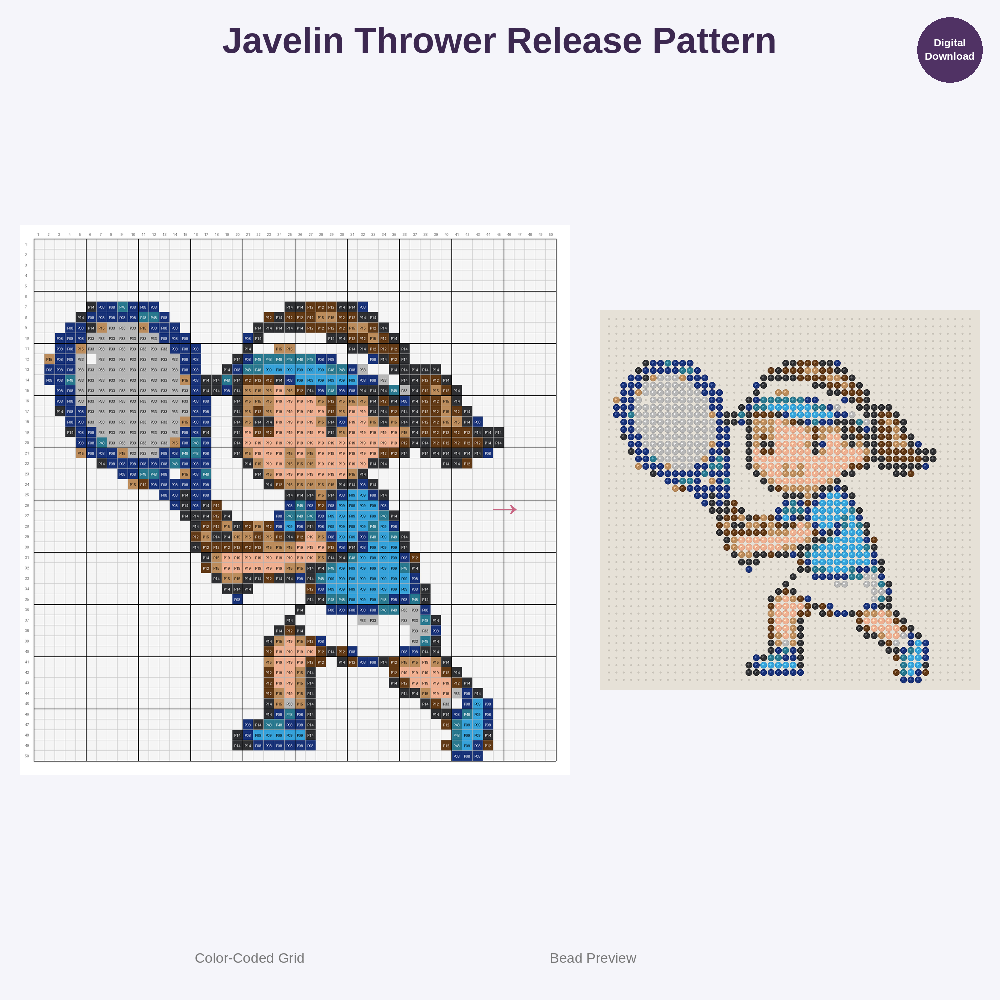 Cute Kawaii Athletes in Action Perler Bead Patterns Bundle, 48 Designs (PDF Digital Download)