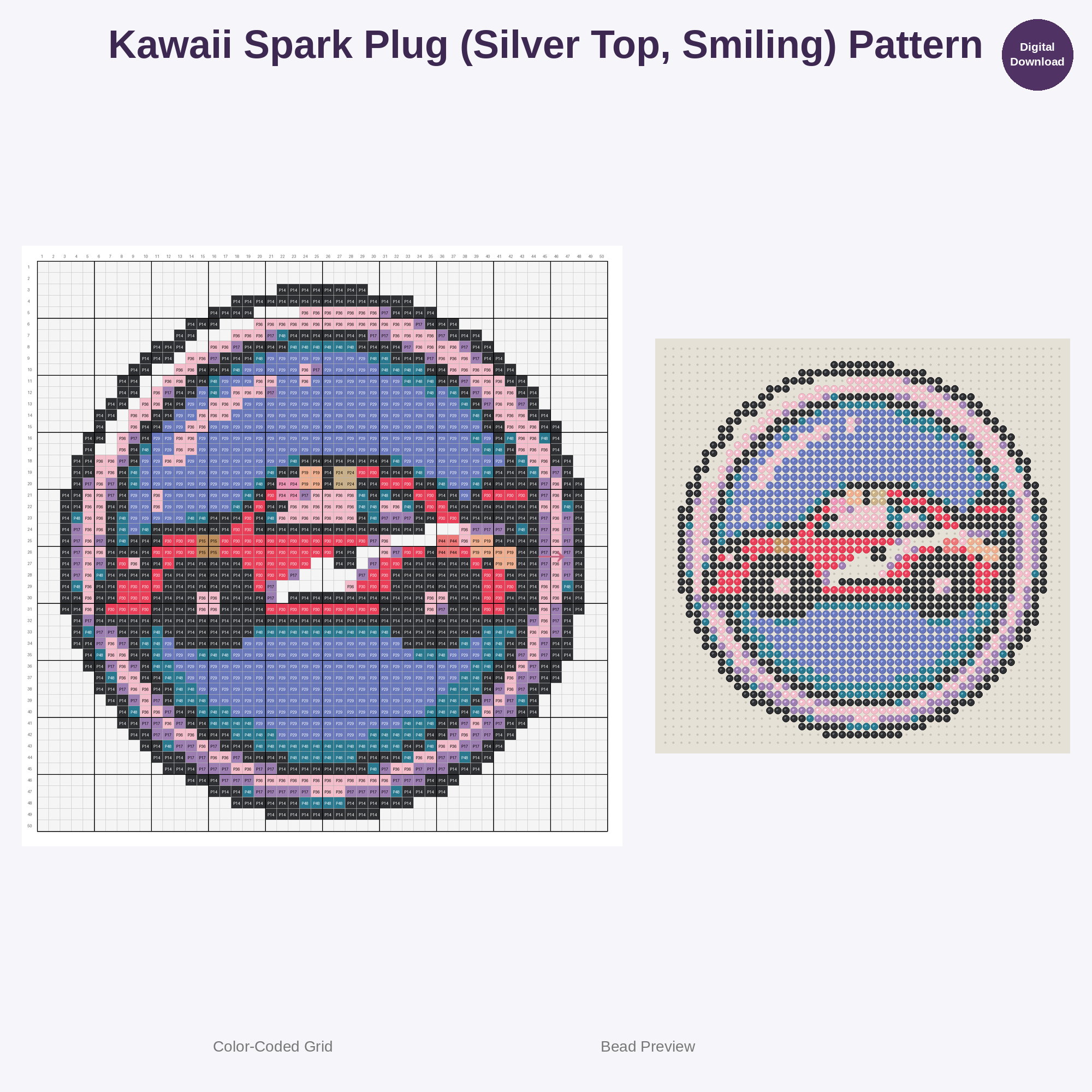 Cute Car Parts & Mechanic Tools Perler Bead Patterns Bundle, 48 Designs (PDF Digital Download)