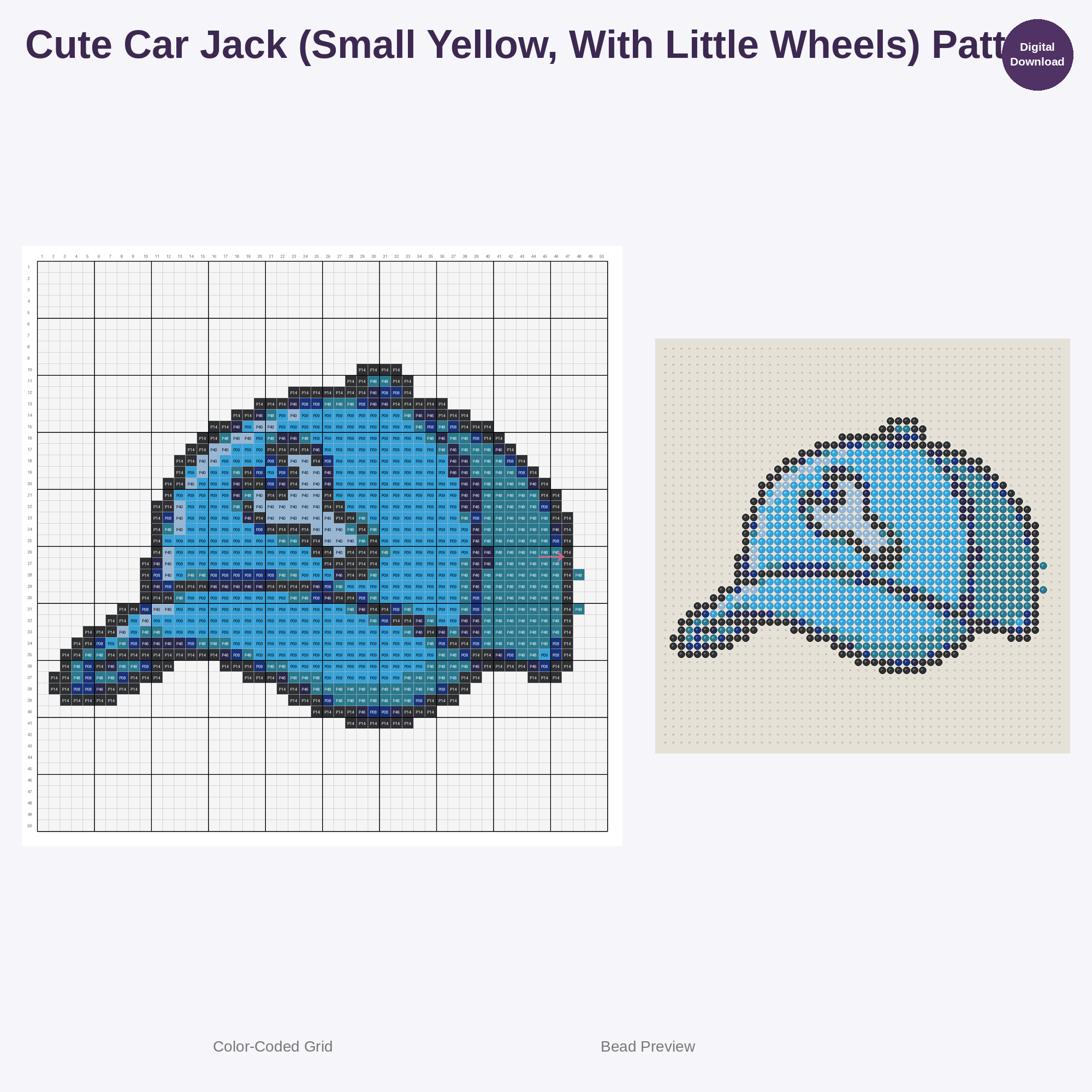 Cute Car Parts & Mechanic Tools Perler Bead Patterns Bundle, 48 Designs (PDF Digital Download)