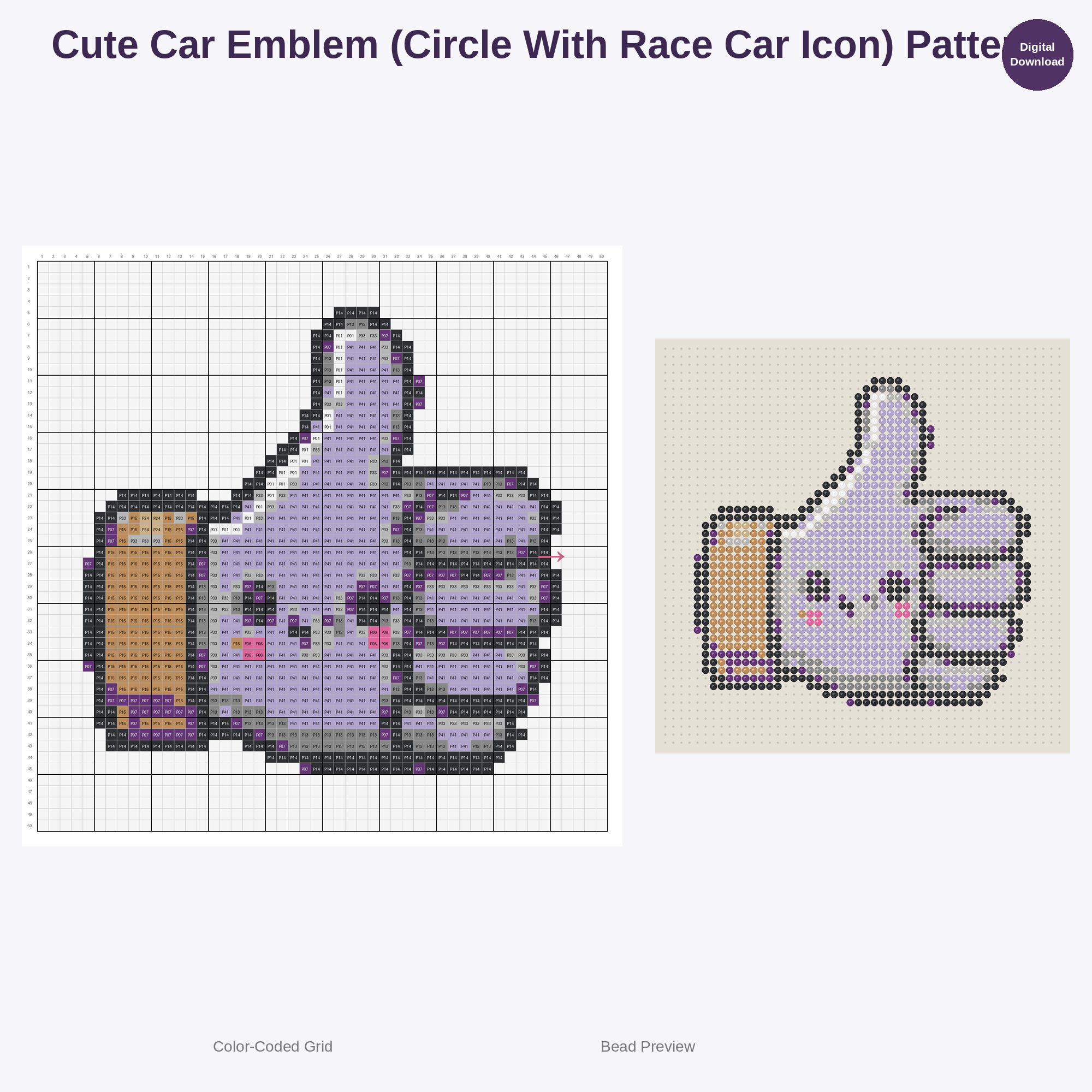 Cute Car Parts & Mechanic Tools Perler Bead Patterns Bundle, 48 Designs (PDF Digital Download)