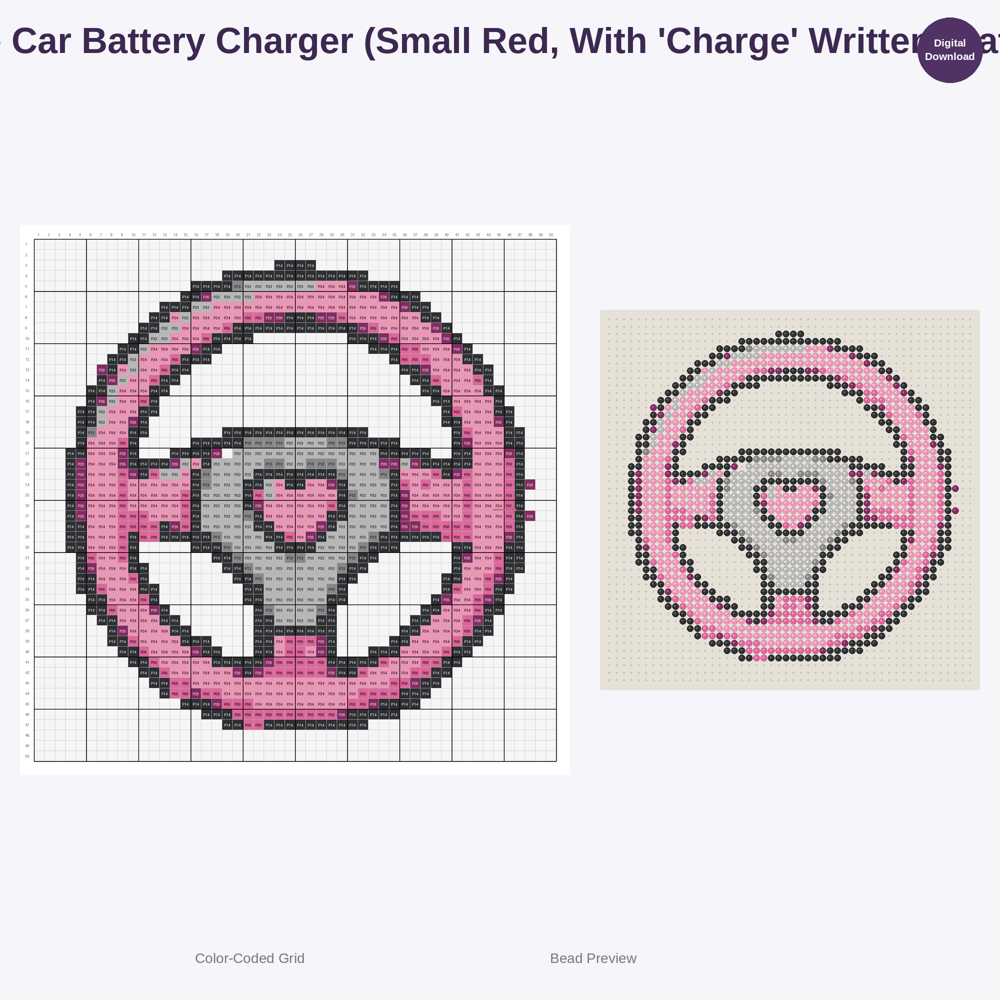 Cute Car Parts & Mechanic Tools Perler Bead Patterns Bundle, 48 Designs (PDF Digital Download)