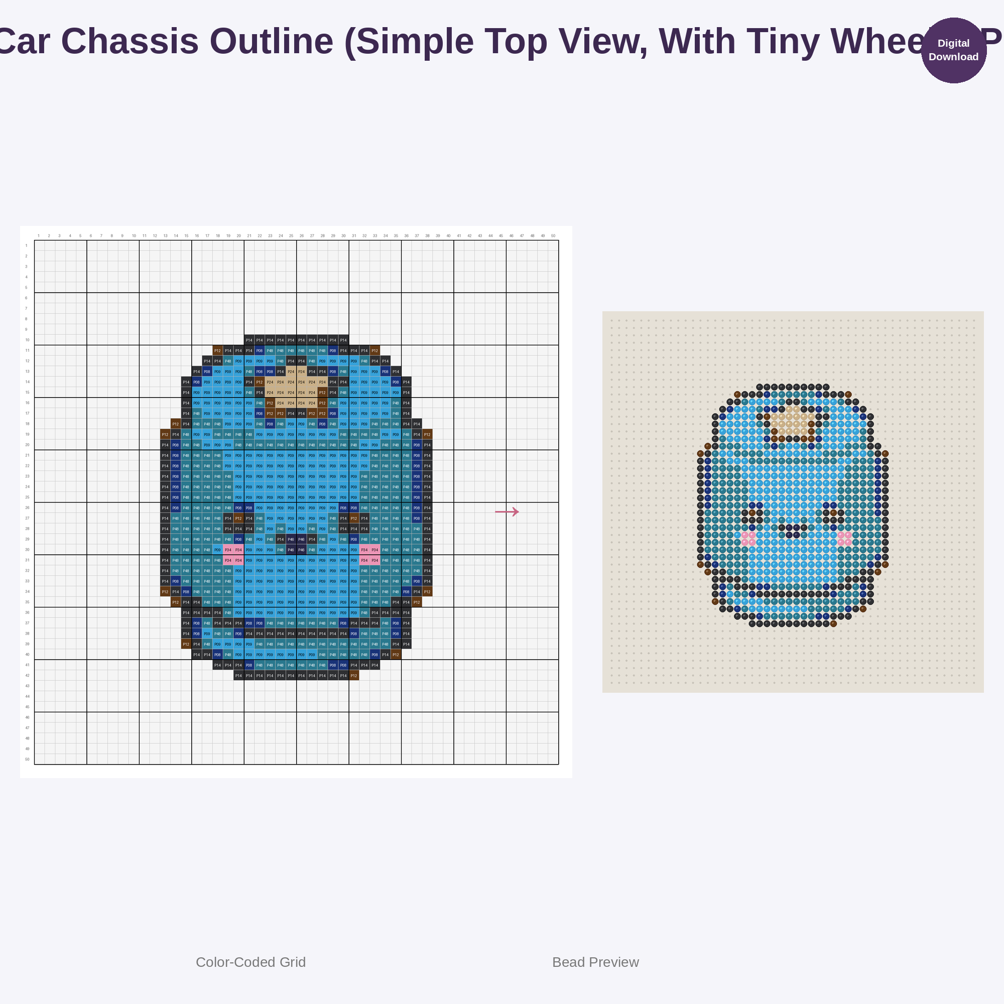 Cute Car Parts & Mechanic Tools Perler Bead Patterns Bundle, 48 Designs (PDF Digital Download)