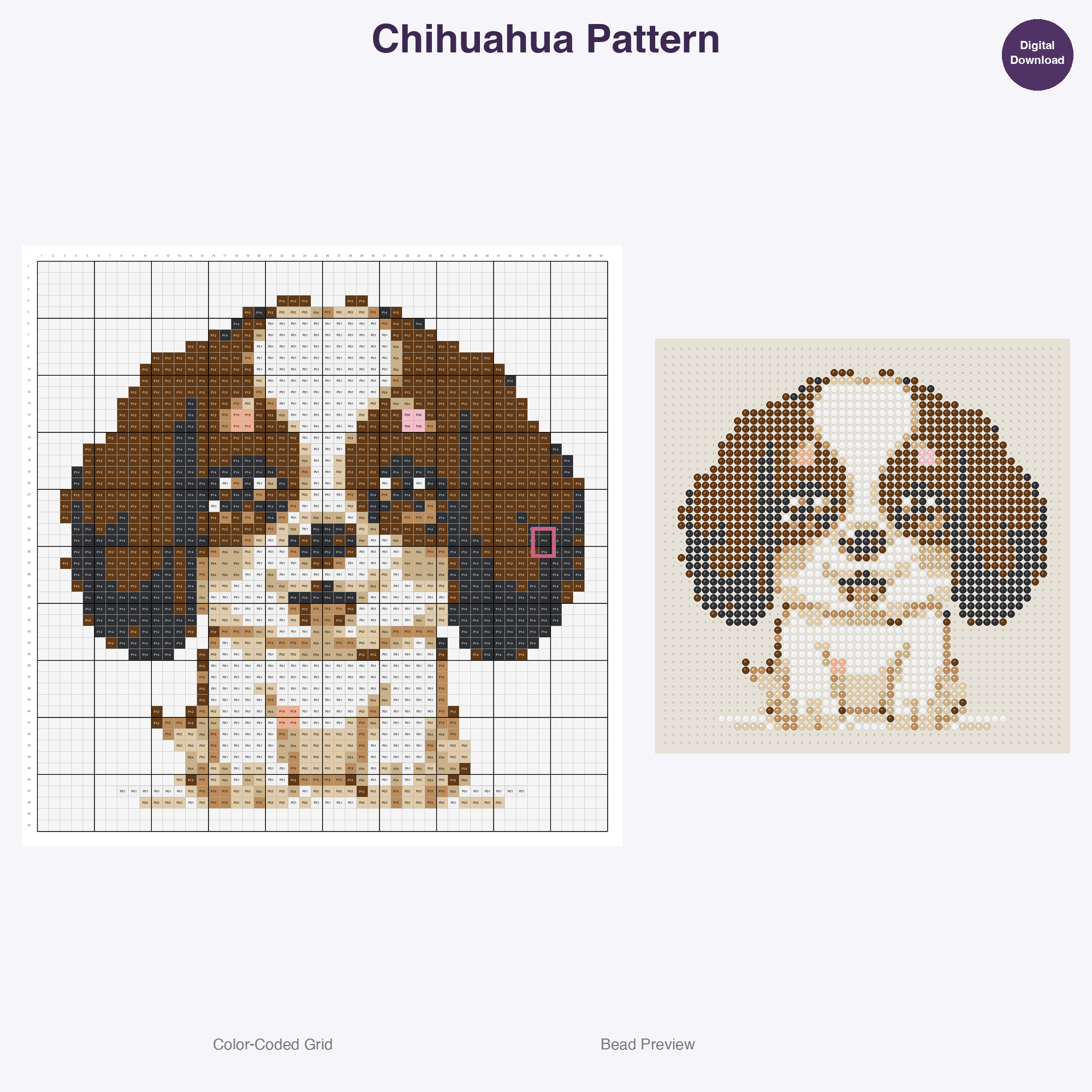 Kawaii Dog Breeds Perler Bead Patterns Bundle, 48 Designs (PDF Digital Download)
