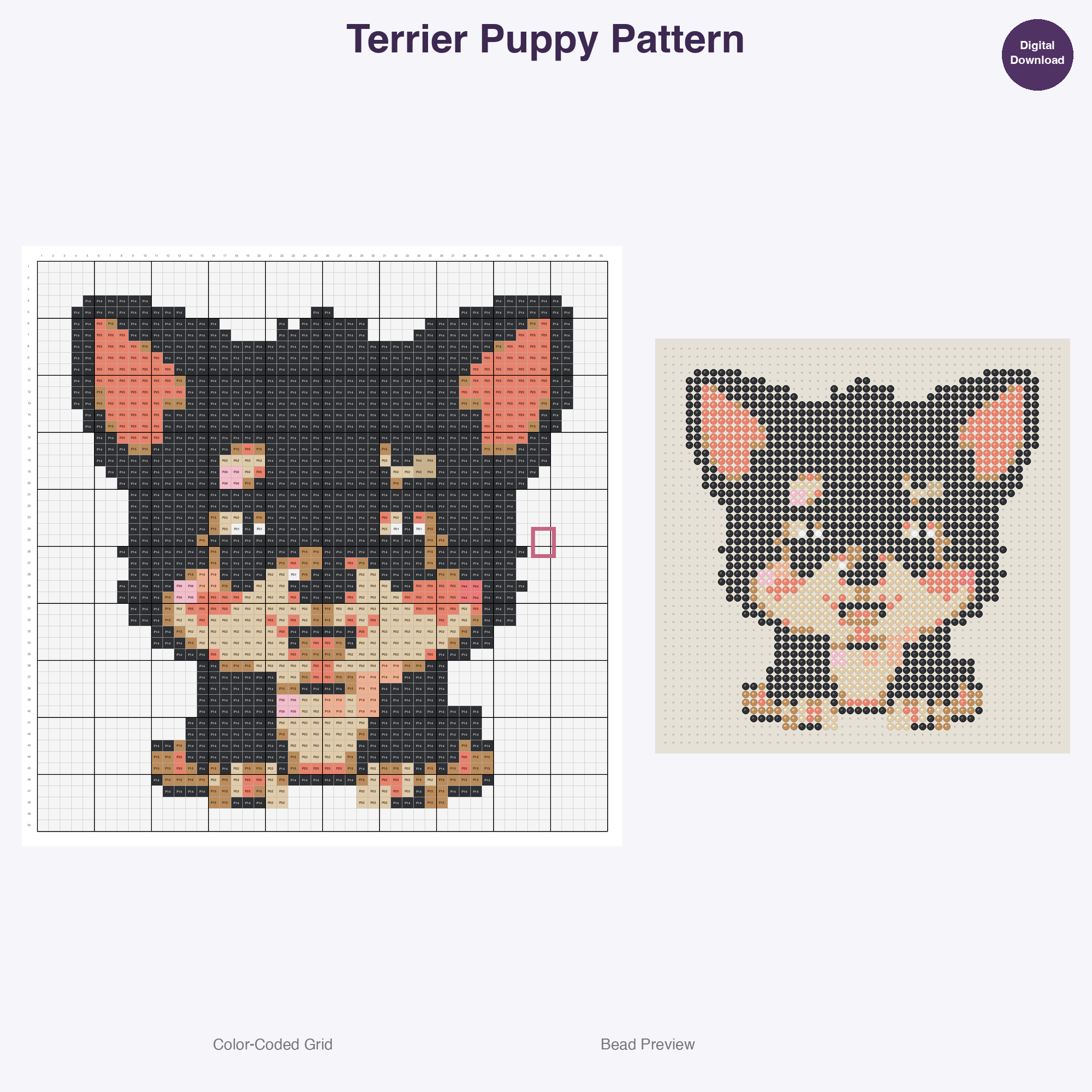 Kawaii Dog Breeds Perler Bead Patterns Bundle, 48 Designs (PDF Digital Download)