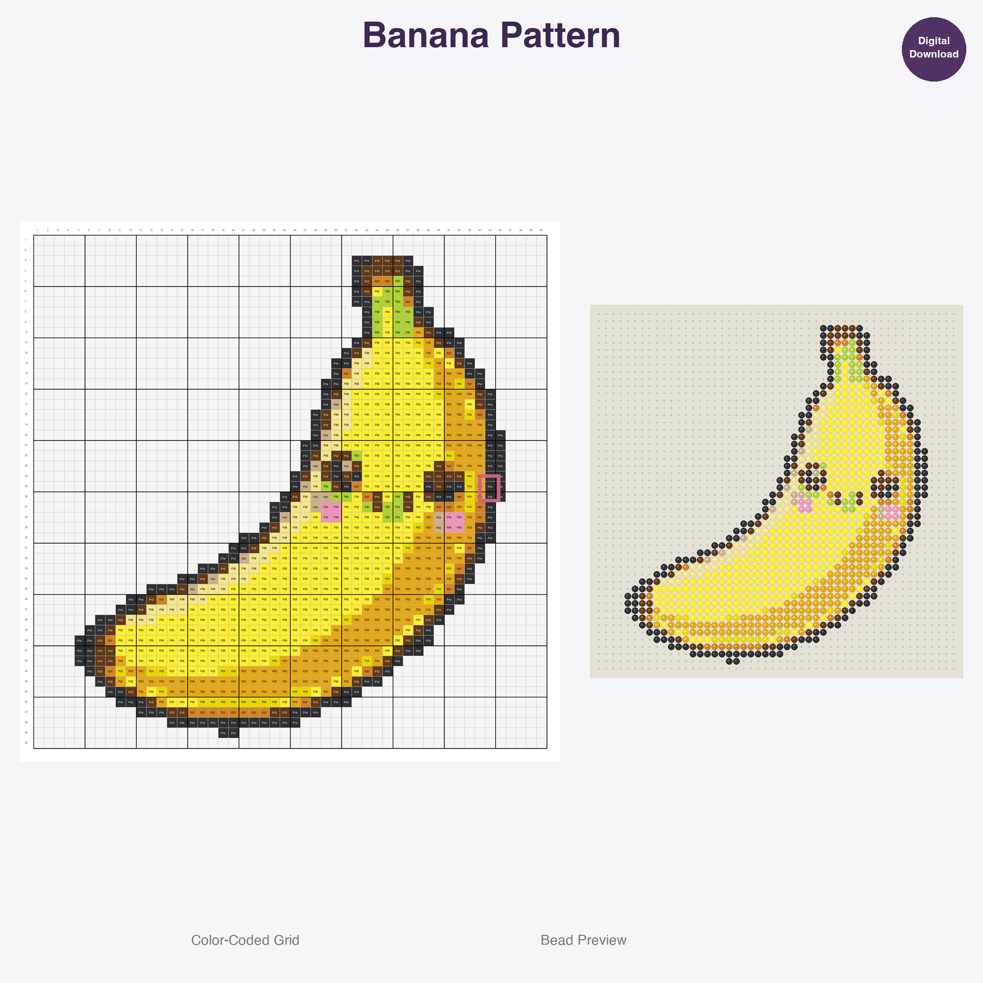 Kawaii Food & Treats Perler Bead Patterns, 48 Designs x 3 Grid Sizes (29x29 + 50x50 + 128x128), Fuse Bead PDF Digital Download