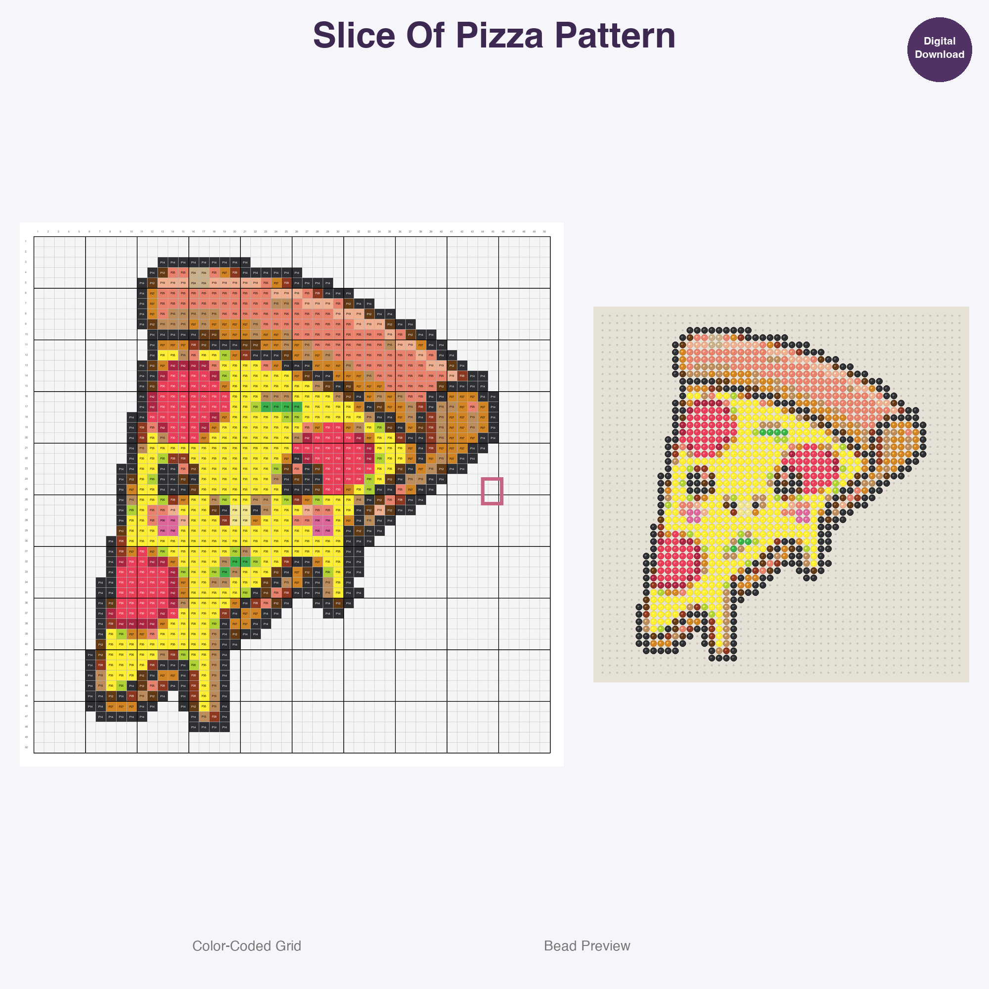 Kawaii Food & Treats Perler Bead Patterns, 48 Designs x 3 Grid Sizes (29x29 + 50x50 + 128x128), Fuse Bead PDF Digital Download