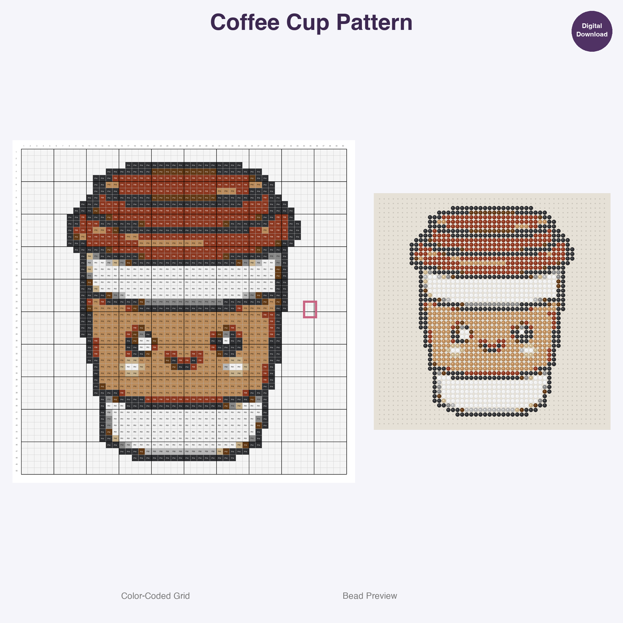 Kawaii Food & Treats Perler Bead Patterns, 48 Designs x 3 Grid Sizes (29x29 + 50x50 + 128x128), Fuse Bead PDF Digital Download