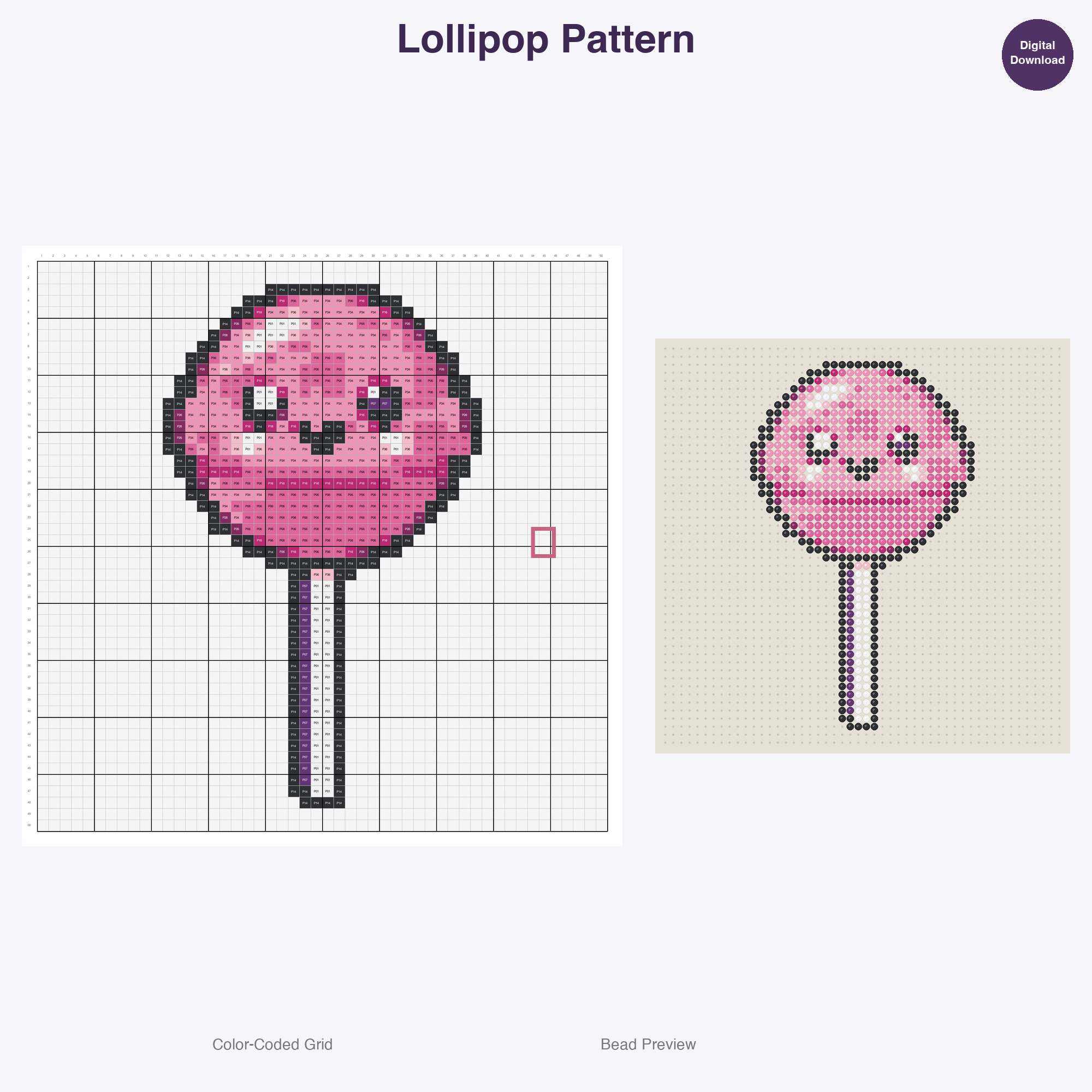 Kawaii Food & Treats Perler Bead Patterns, 48 Designs x 3 Grid Sizes (29x29 + 50x50 + 128x128), Fuse Bead PDF Digital Download