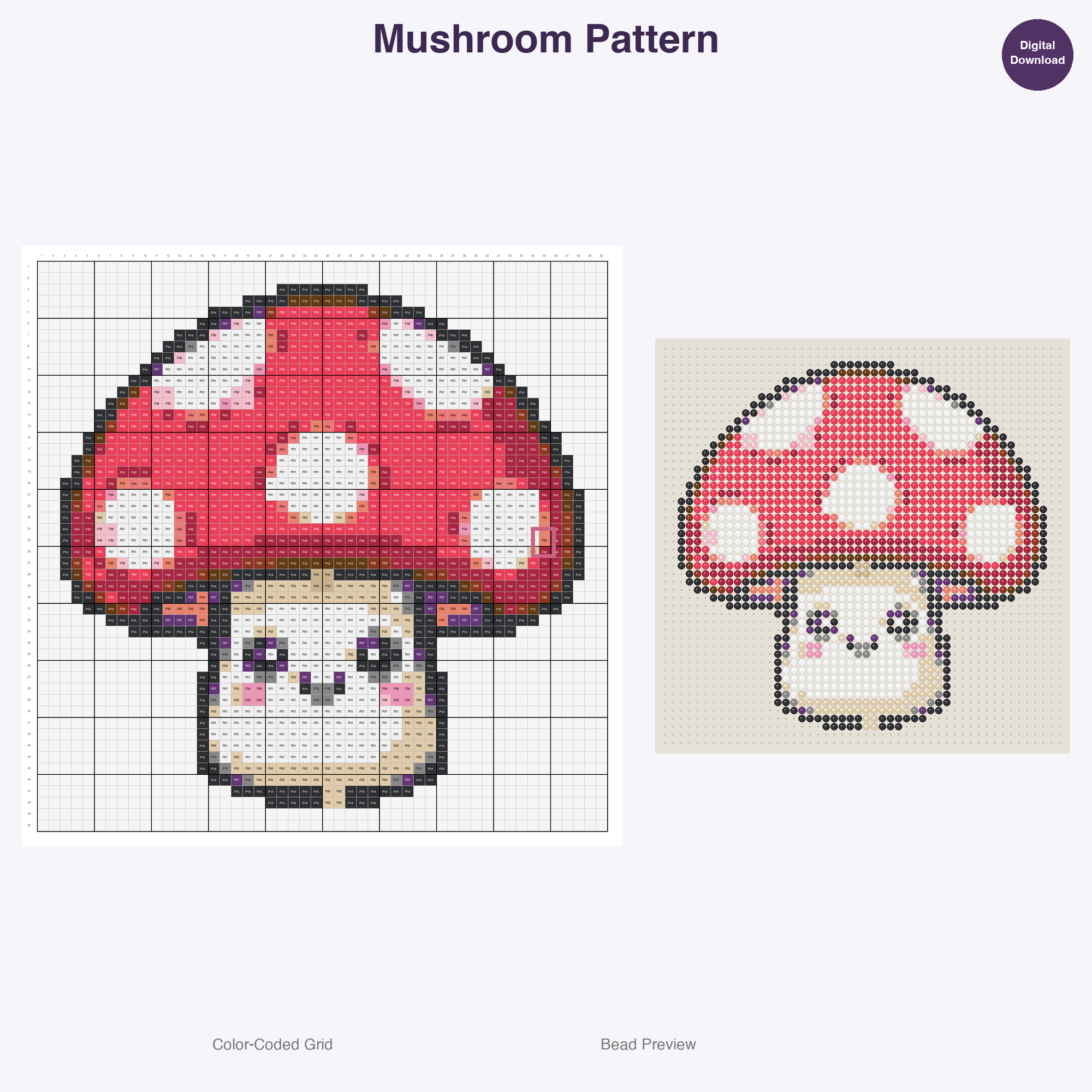 Kawaii Food & Treats Perler Bead Patterns, 48 Designs x 3 Grid Sizes (29x29 + 50x50 + 128x128), Fuse Bead PDF Digital Download