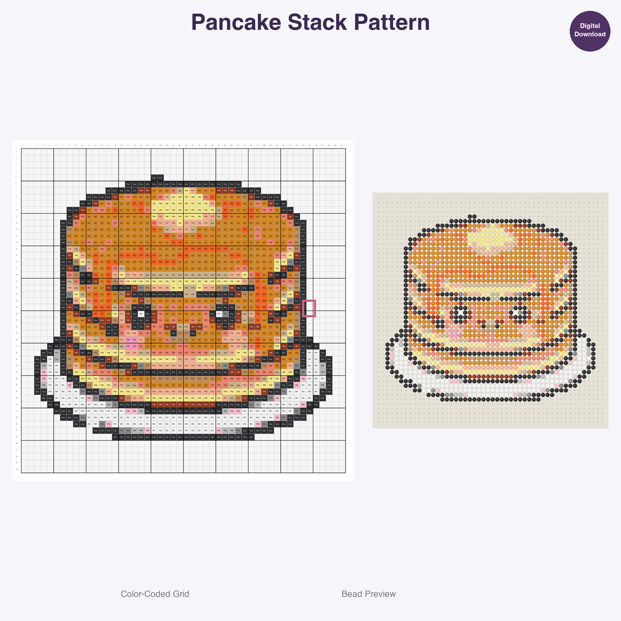 Kawaii Food & Treats Perler Bead Patterns, 48 Designs x 3 Grid Sizes (29x29 + 50x50 + 128x128), Fuse Bead PDF Digital Download