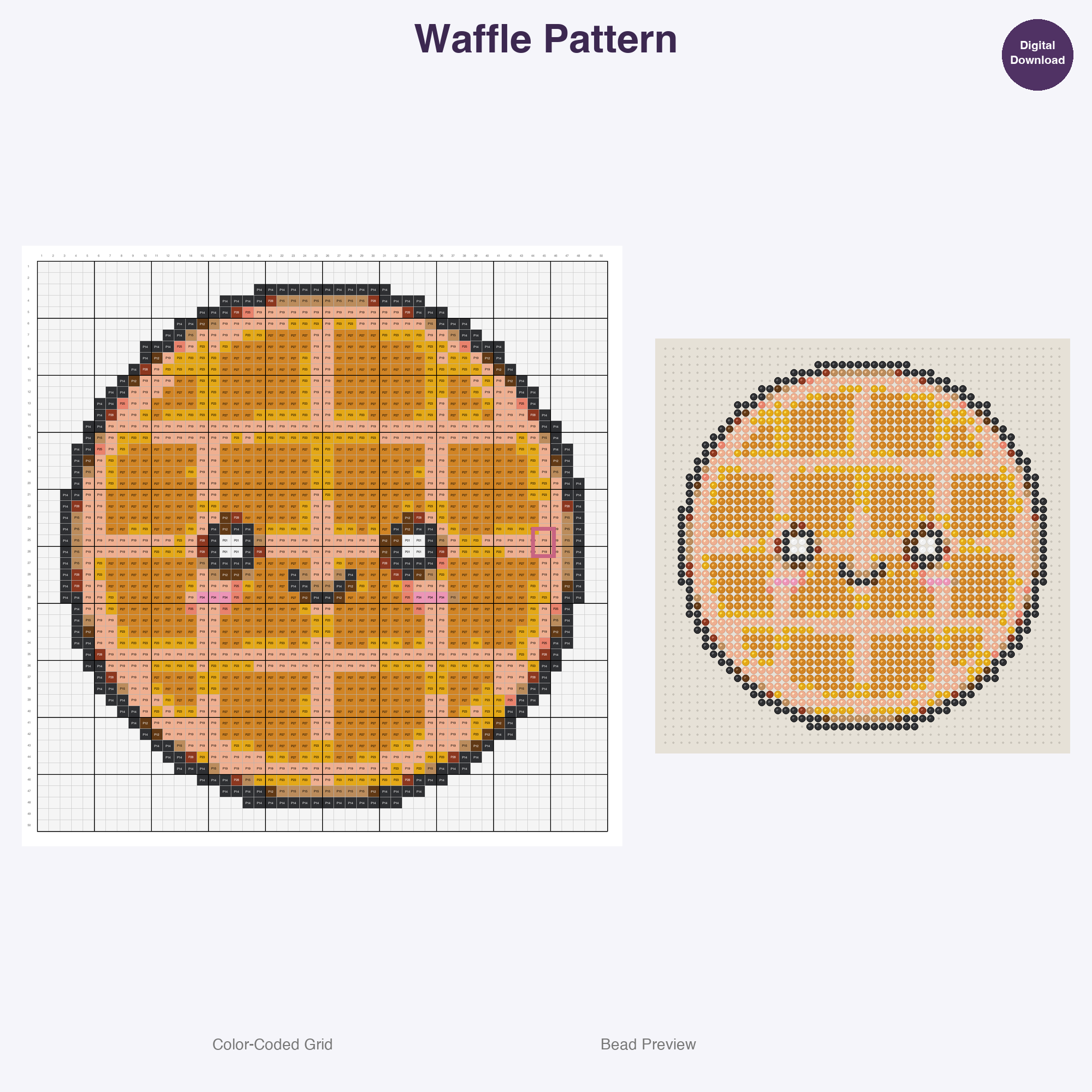 Kawaii Food & Treats Perler Bead Patterns, 48 Designs x 3 Grid Sizes (29x29 + 50x50 + 128x128), Fuse Bead PDF Digital Download