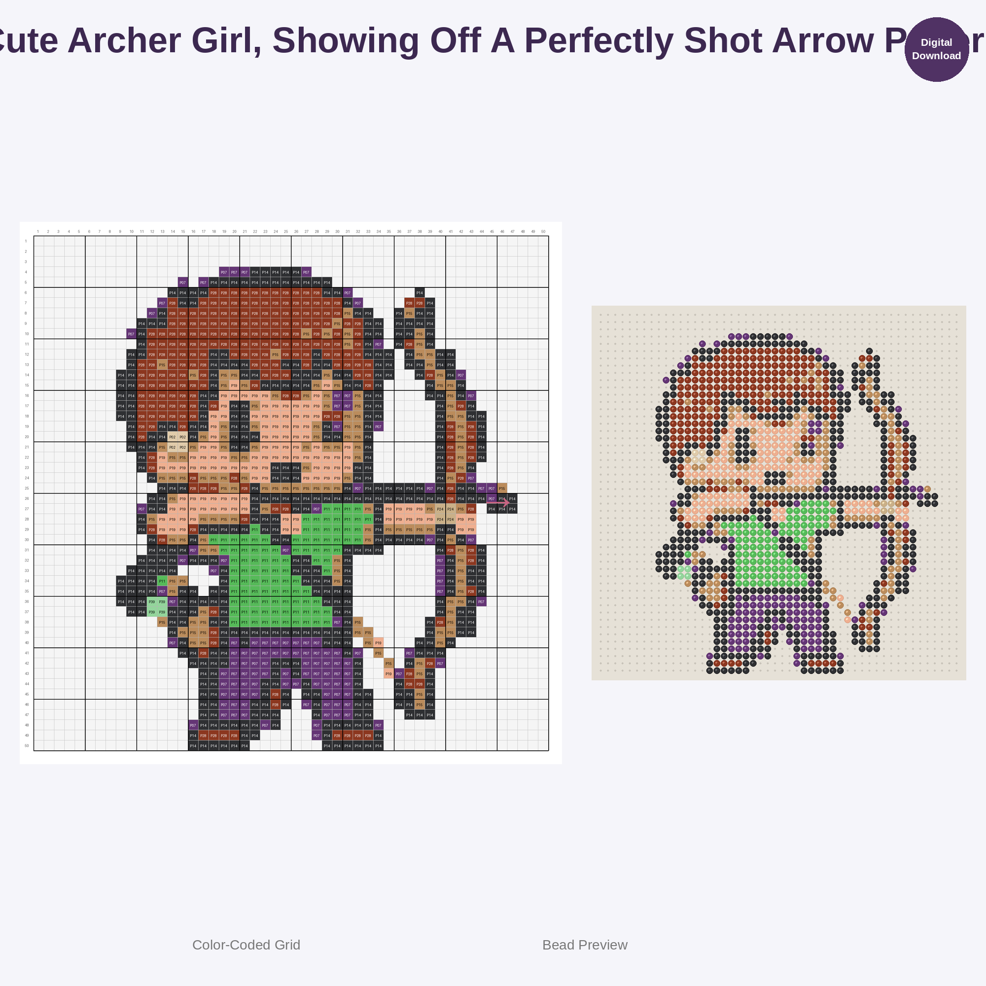 Kawaii Kids Archery Adventures Perler Bead Patterns Bundle, 48 Designs (PDF Digital Download)