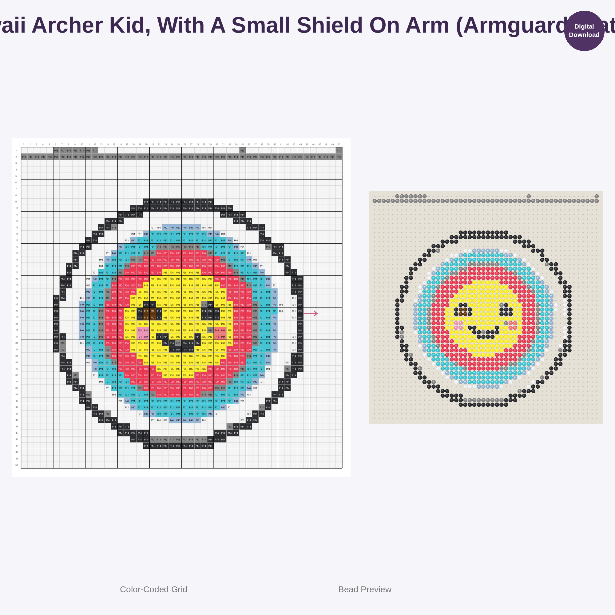 Kawaii Kids Archery Adventures Perler Bead Patterns Bundle, 48 Designs (PDF Digital Download)