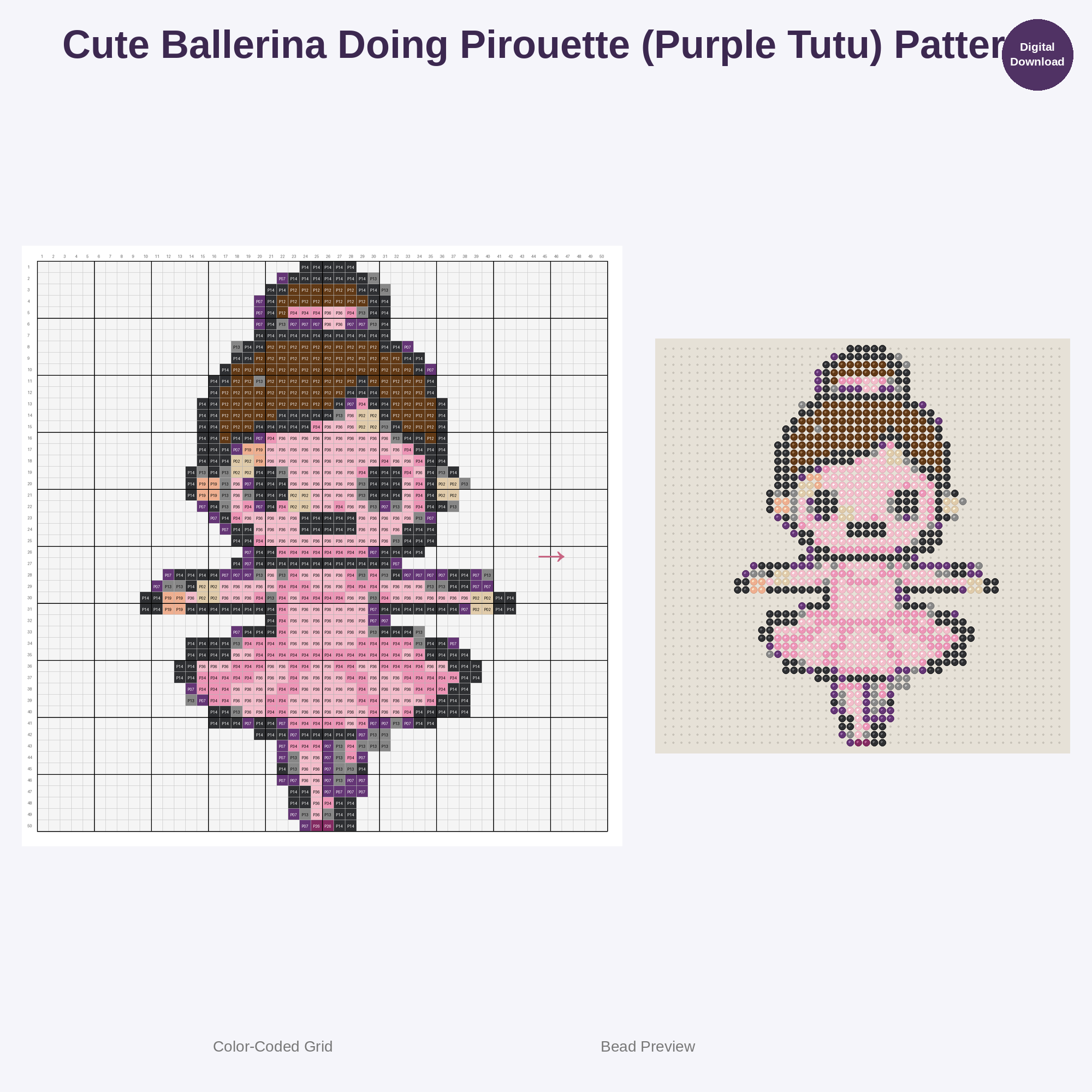 Kawaii Kids Ballet World Perler Bead Patterns Bundle, 48 Designs (PDF Digital Download)