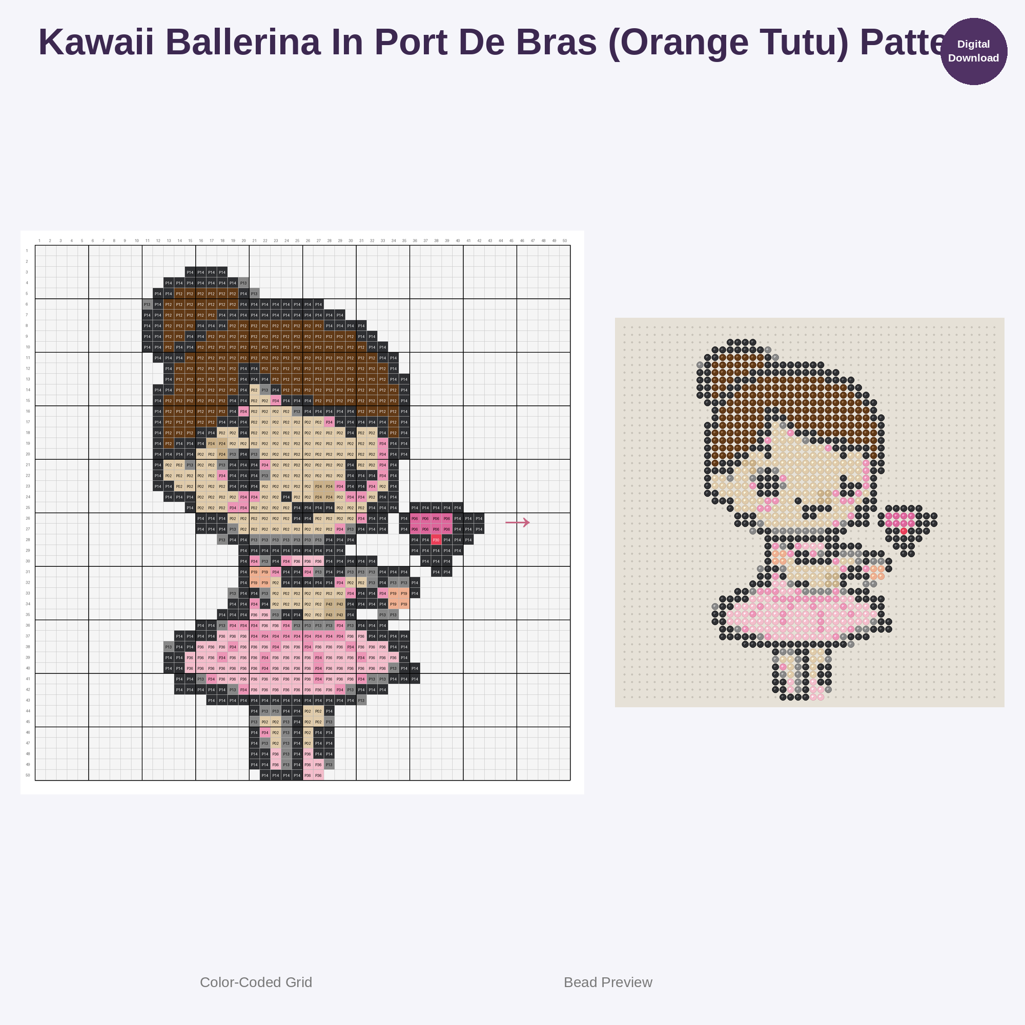 Kawaii Kids Ballet World Perler Bead Patterns Bundle, 48 Designs (PDF Digital Download)
