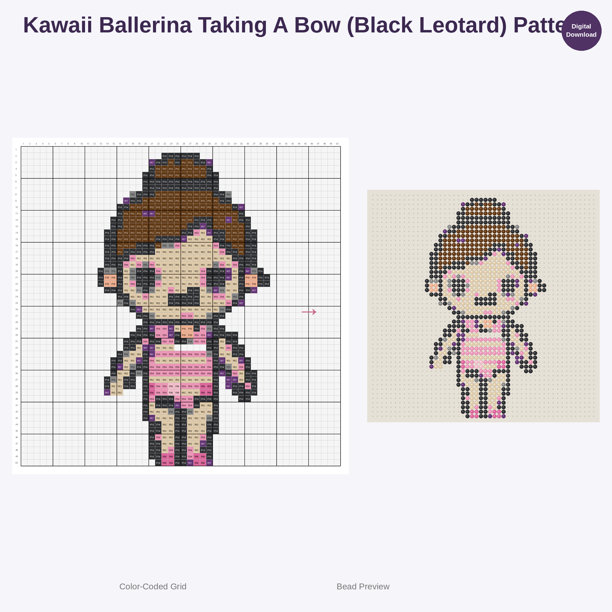 Kawaii Kids Ballet World Perler Bead Patterns Bundle, 48 Designs (PDF Digital Download)