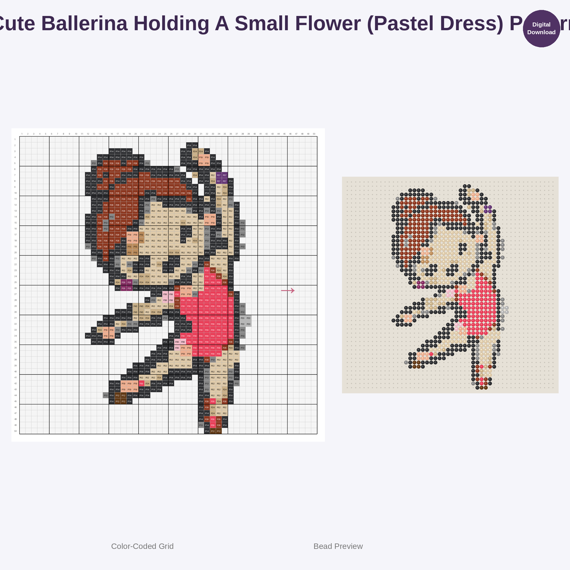 Kawaii Kids Ballet World Perler Bead Patterns Bundle, 48 Designs (PDF Digital Download)