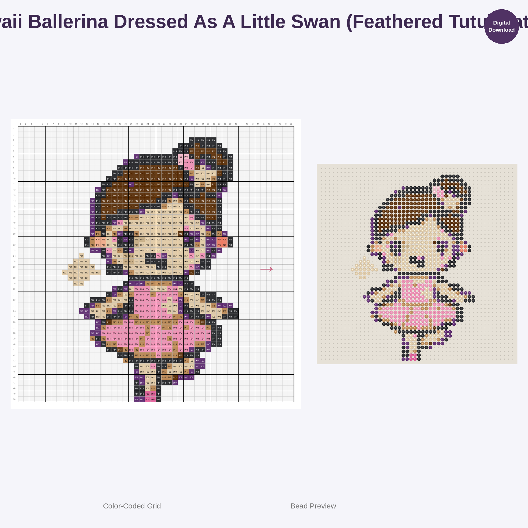 Kawaii Kids Ballet World Perler Bead Patterns Bundle, 48 Designs (PDF Digital Download)