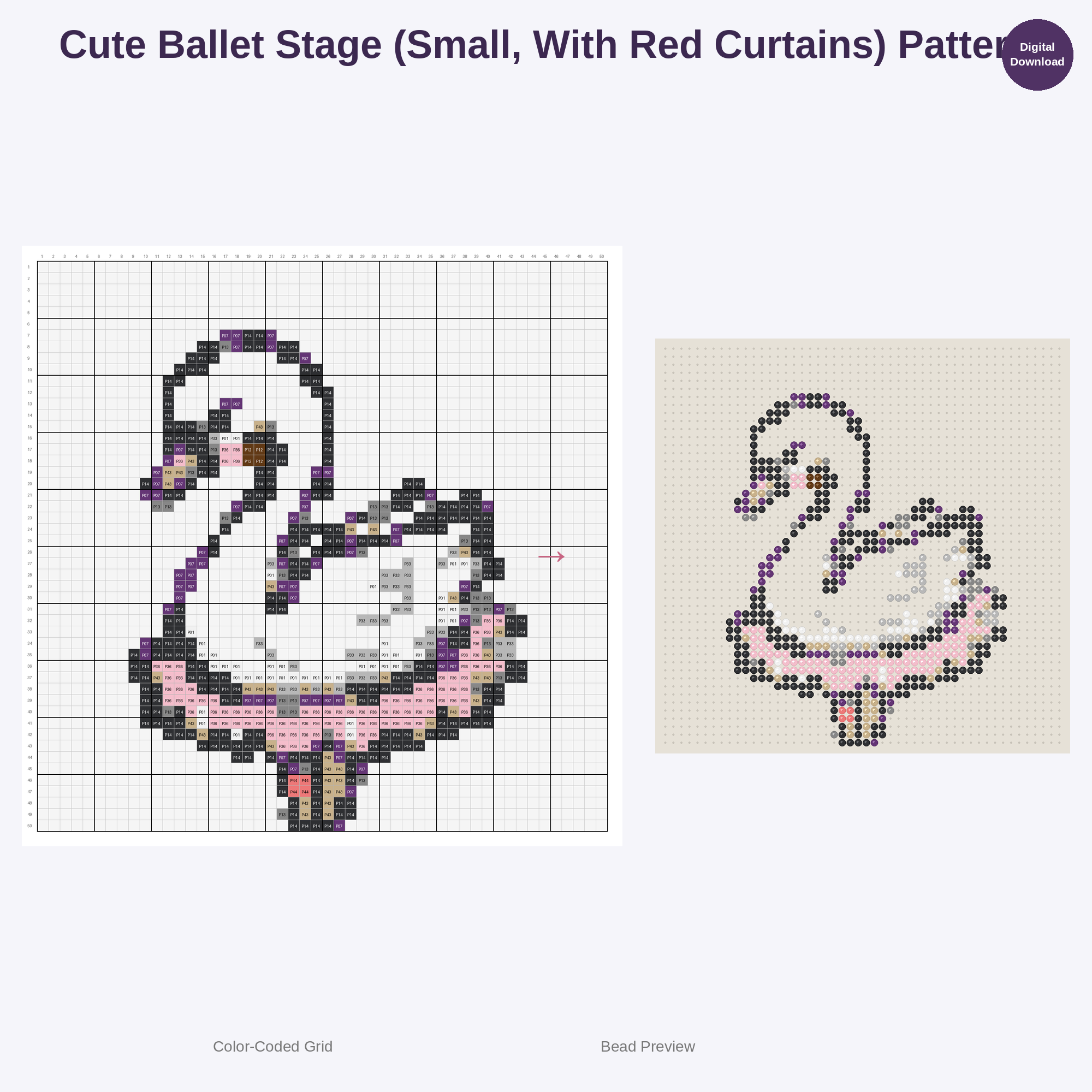 Kawaii Kids Ballet World Perler Bead Patterns Bundle, 48 Designs (PDF Digital Download)