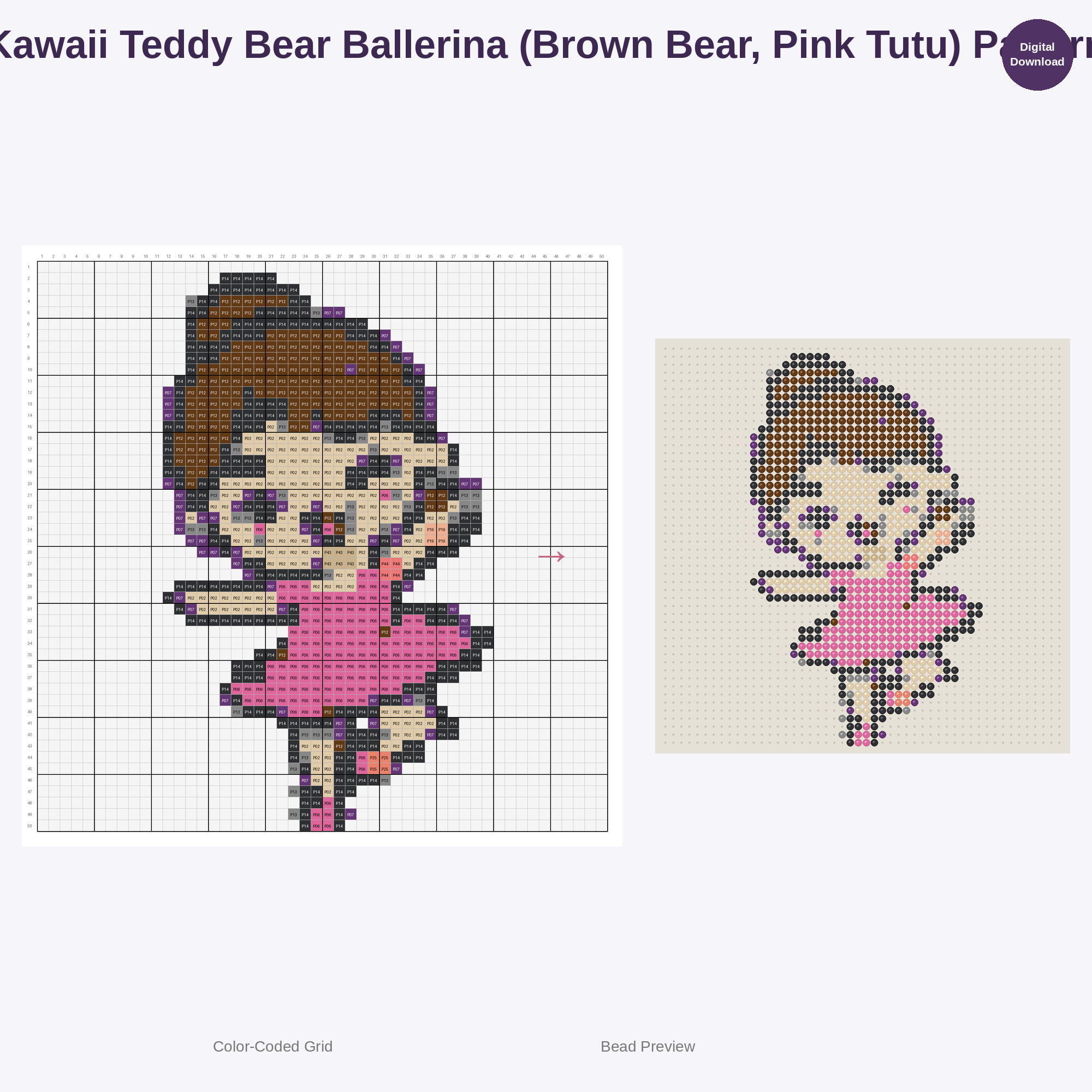 Kawaii Kids Ballet World Perler Bead Patterns Bundle, 48 Designs (PDF Digital Download)