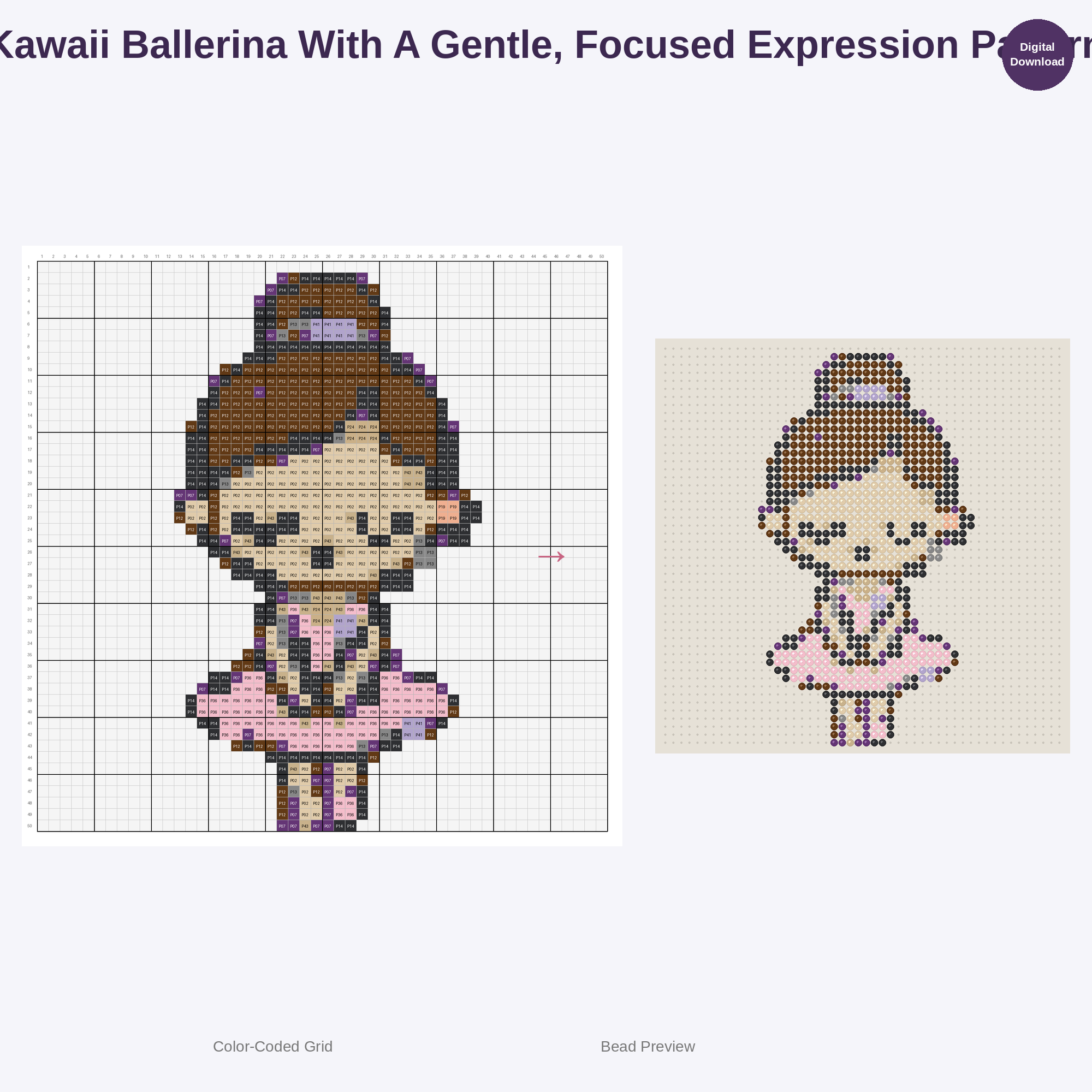 Kawaii Kids Ballet World Perler Bead Patterns Bundle, 48 Designs (PDF Digital Download)