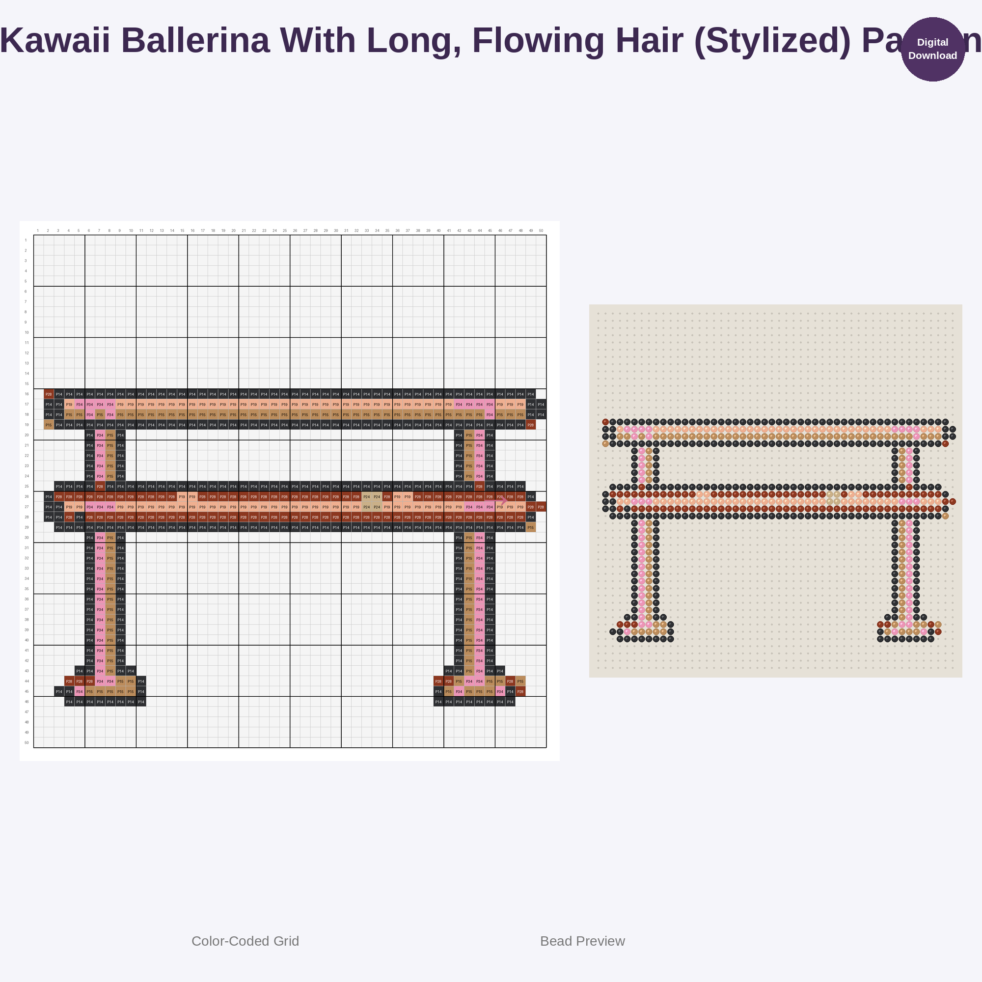Kawaii Kids Ballet World Perler Bead Patterns Bundle, 48 Designs (PDF Digital Download)