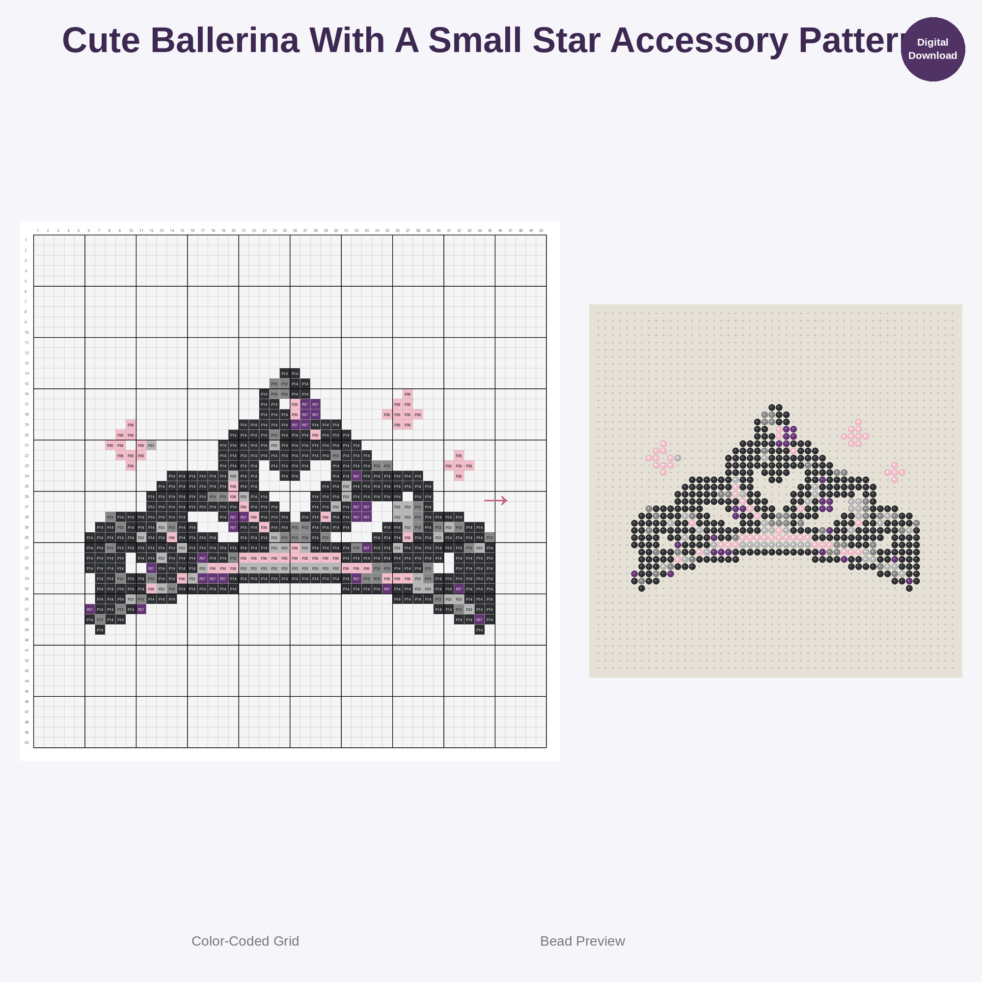 Kawaii Kids Ballet World Perler Bead Patterns Bundle, 48 Designs (PDF Digital Download)