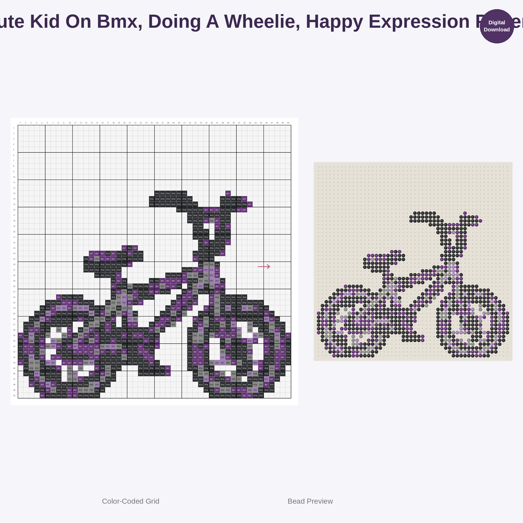 Kawaii Kids BMX Adventures Perler Bead Patterns Bundle, 48 Designs (PDF Digital Download)