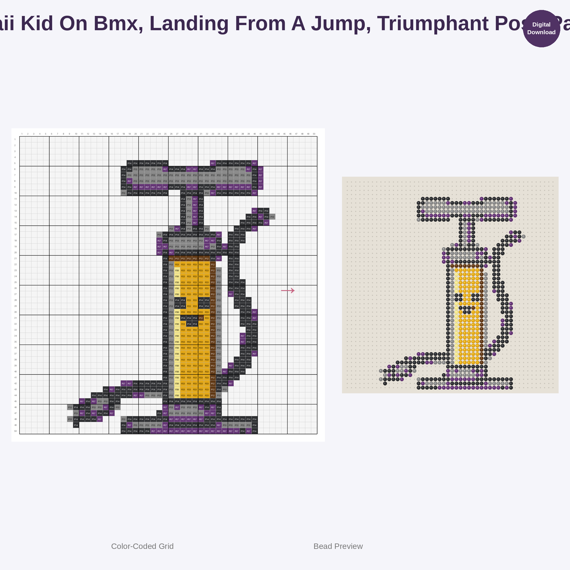 Kawaii Kids BMX Adventures Perler Bead Patterns Bundle, 48 Designs (PDF Digital Download)