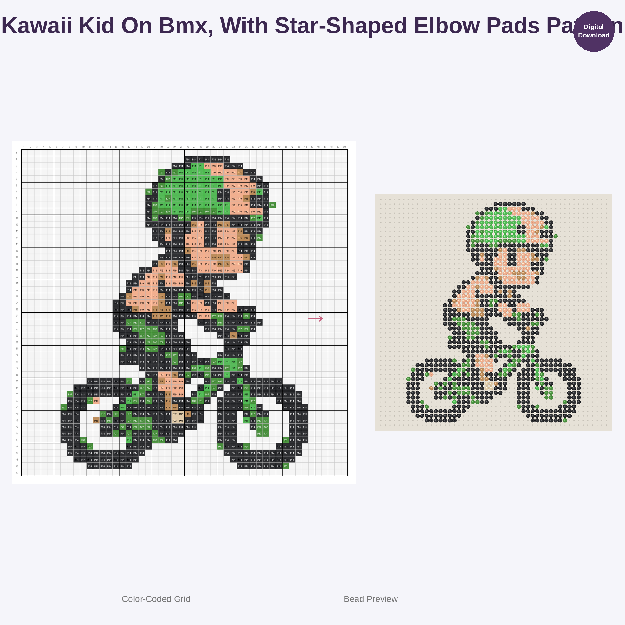 Kawaii Kids BMX Adventures Perler Bead Patterns Bundle, 48 Designs (PDF Digital Download)