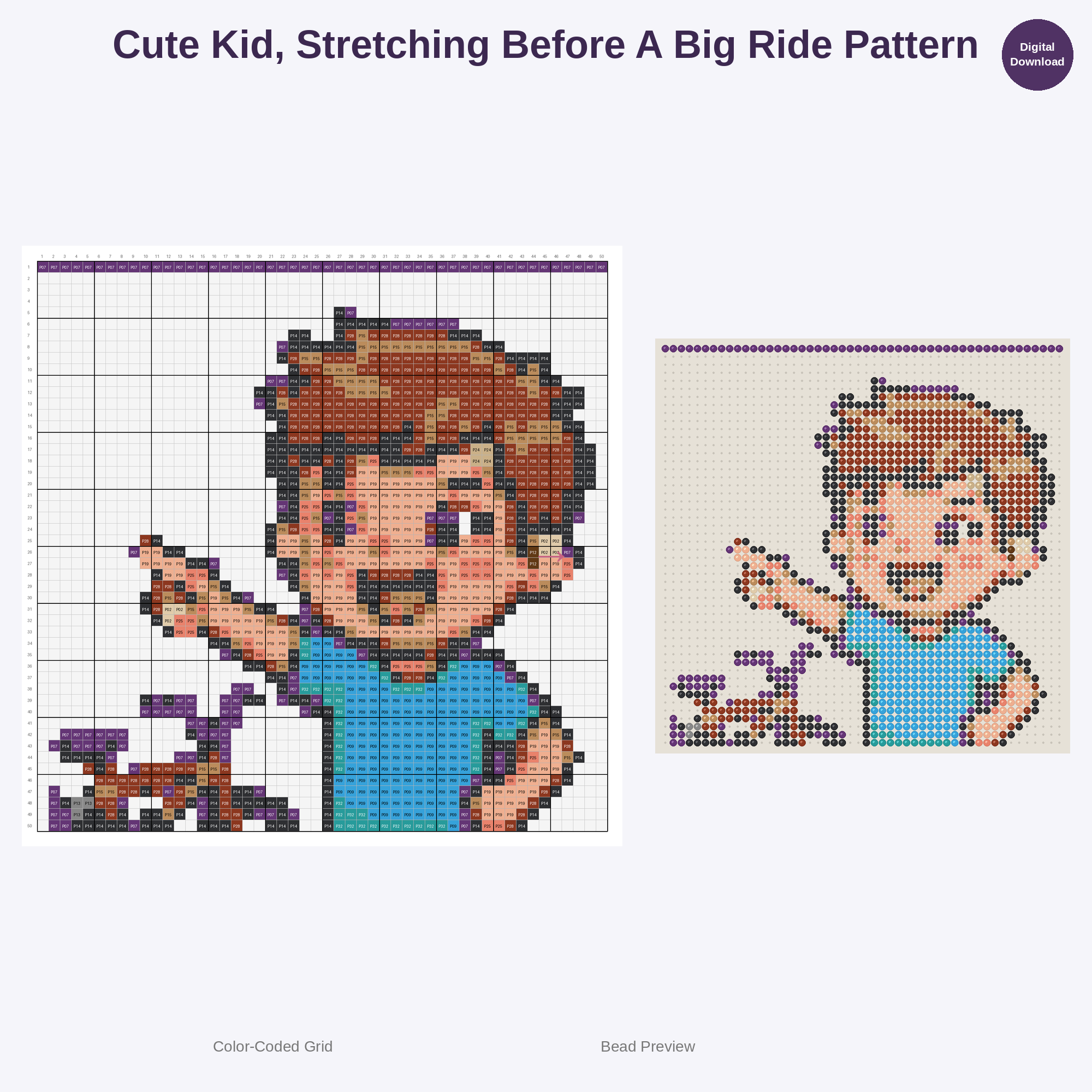 Kawaii Kids BMX Adventures Perler Bead Patterns Bundle, 48 Designs (PDF Digital Download)
