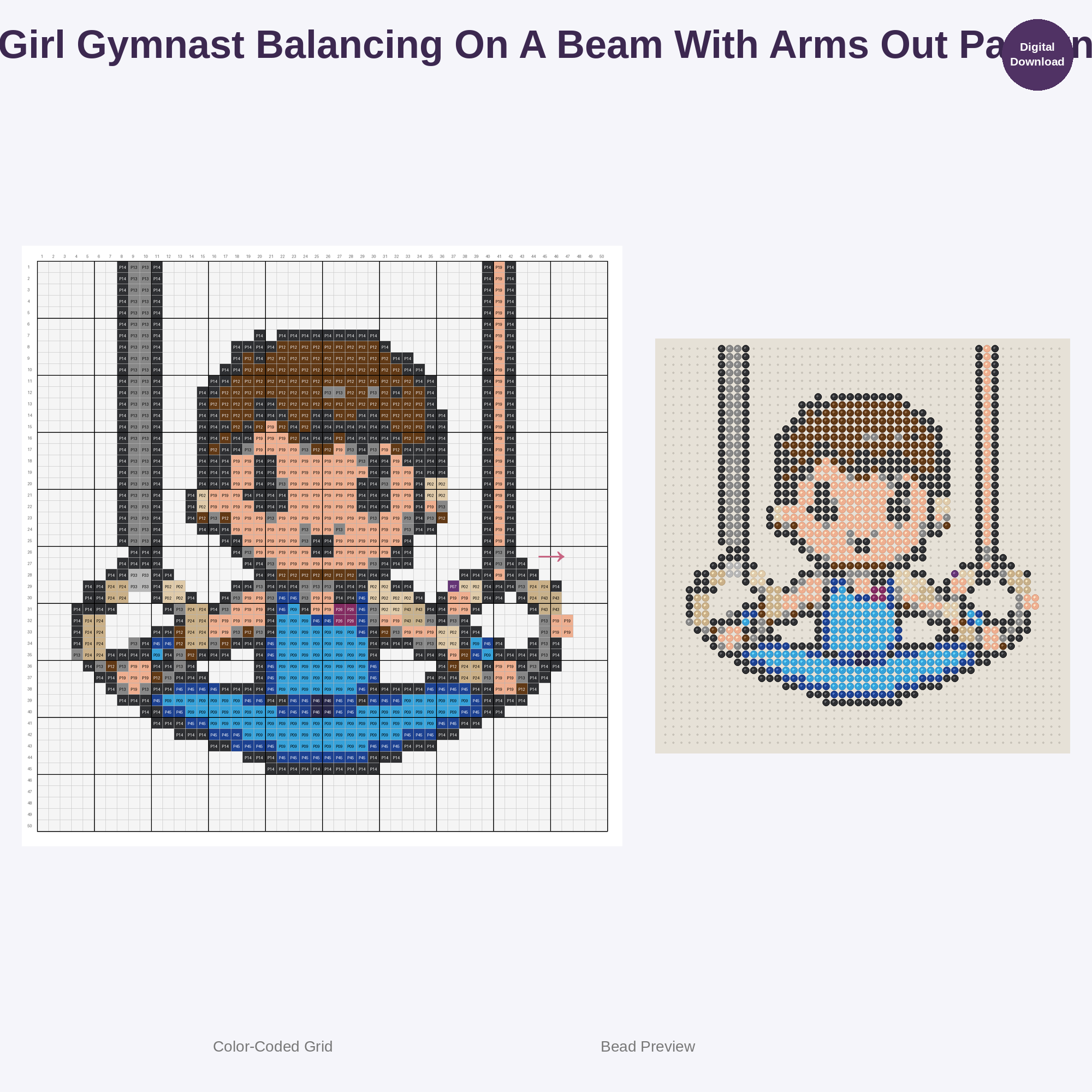 Kawaii Kids Gymnastics Perler Bead Patterns Bundle, 48 Designs (PDF Digital Download)