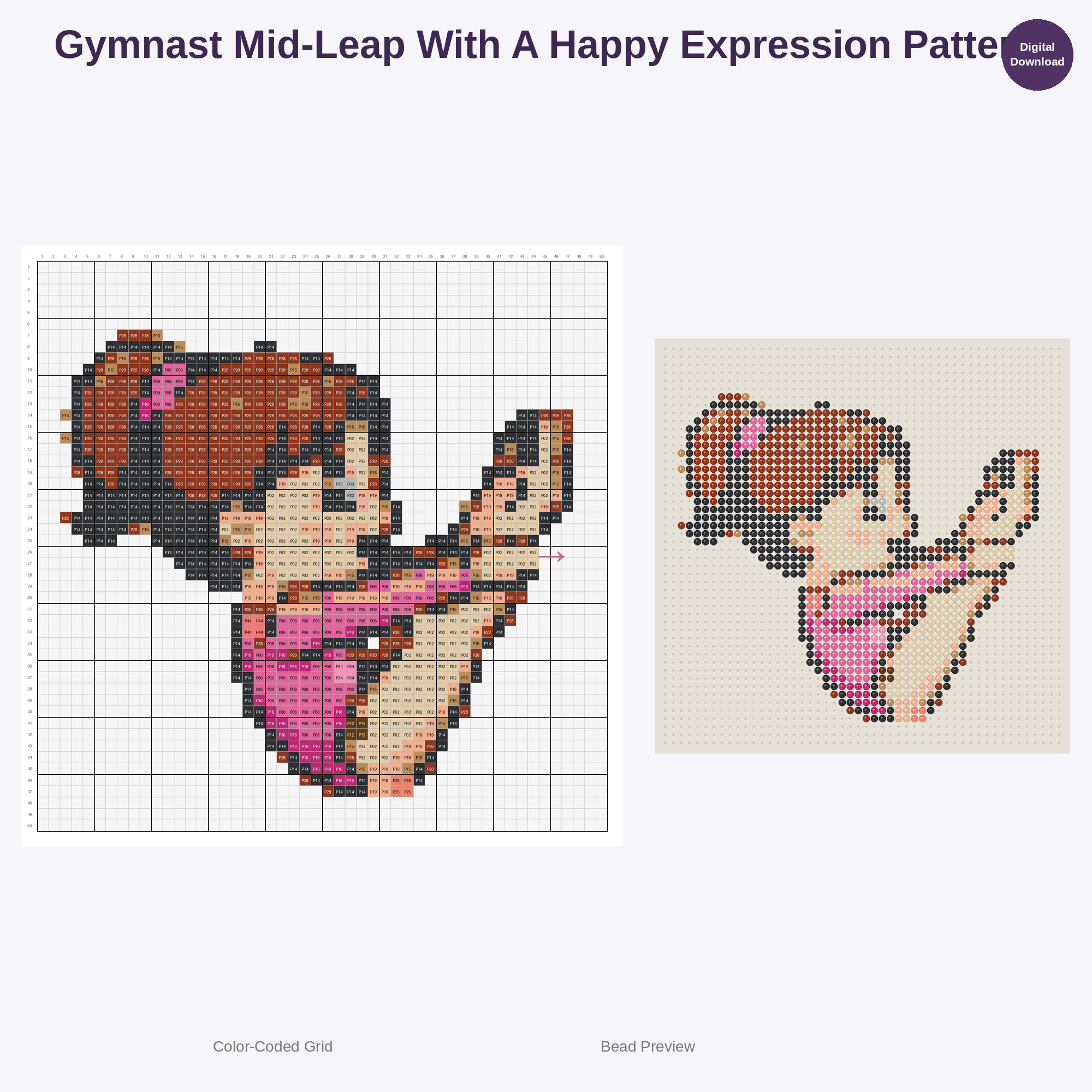 Kawaii Kids Gymnastics Perler Bead Patterns Bundle, 48 Designs (PDF Digital Download)