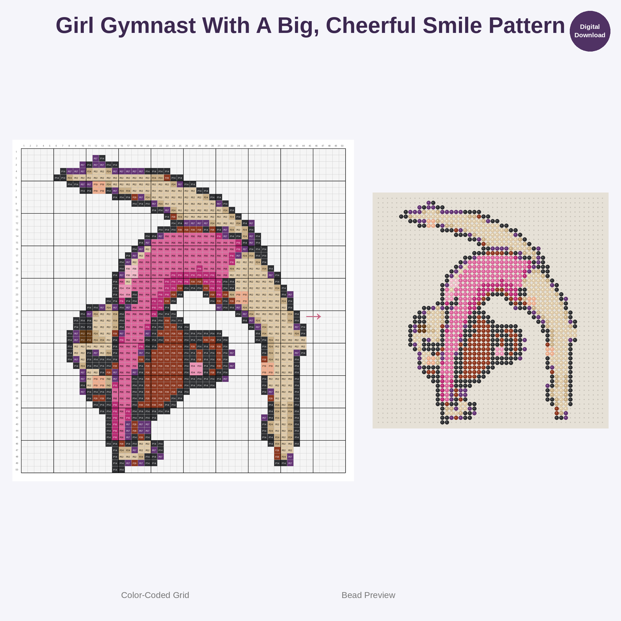 Kawaii Kids Gymnastics Perler Bead Patterns Bundle, 48 Designs (PDF Digital Download)