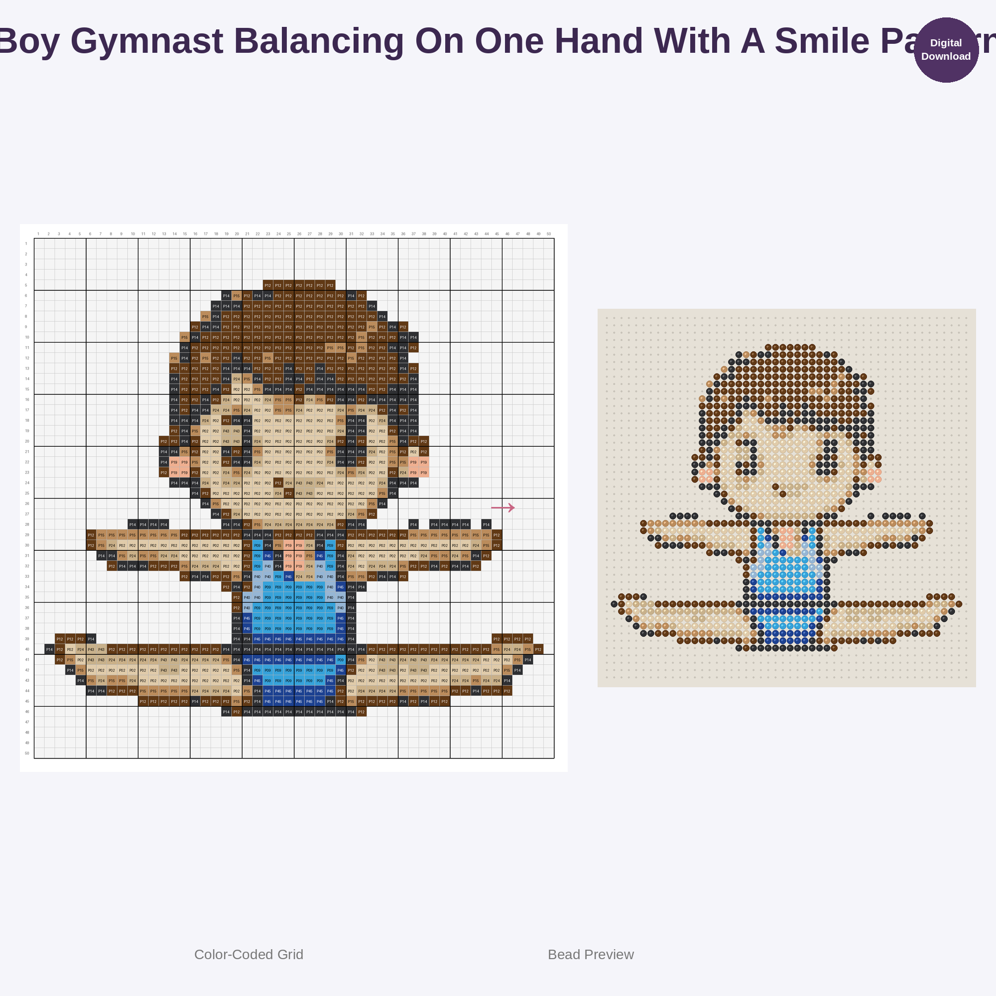 Kawaii Kids Gymnastics Perler Bead Patterns Bundle, 48 Designs (PDF Digital Download)
