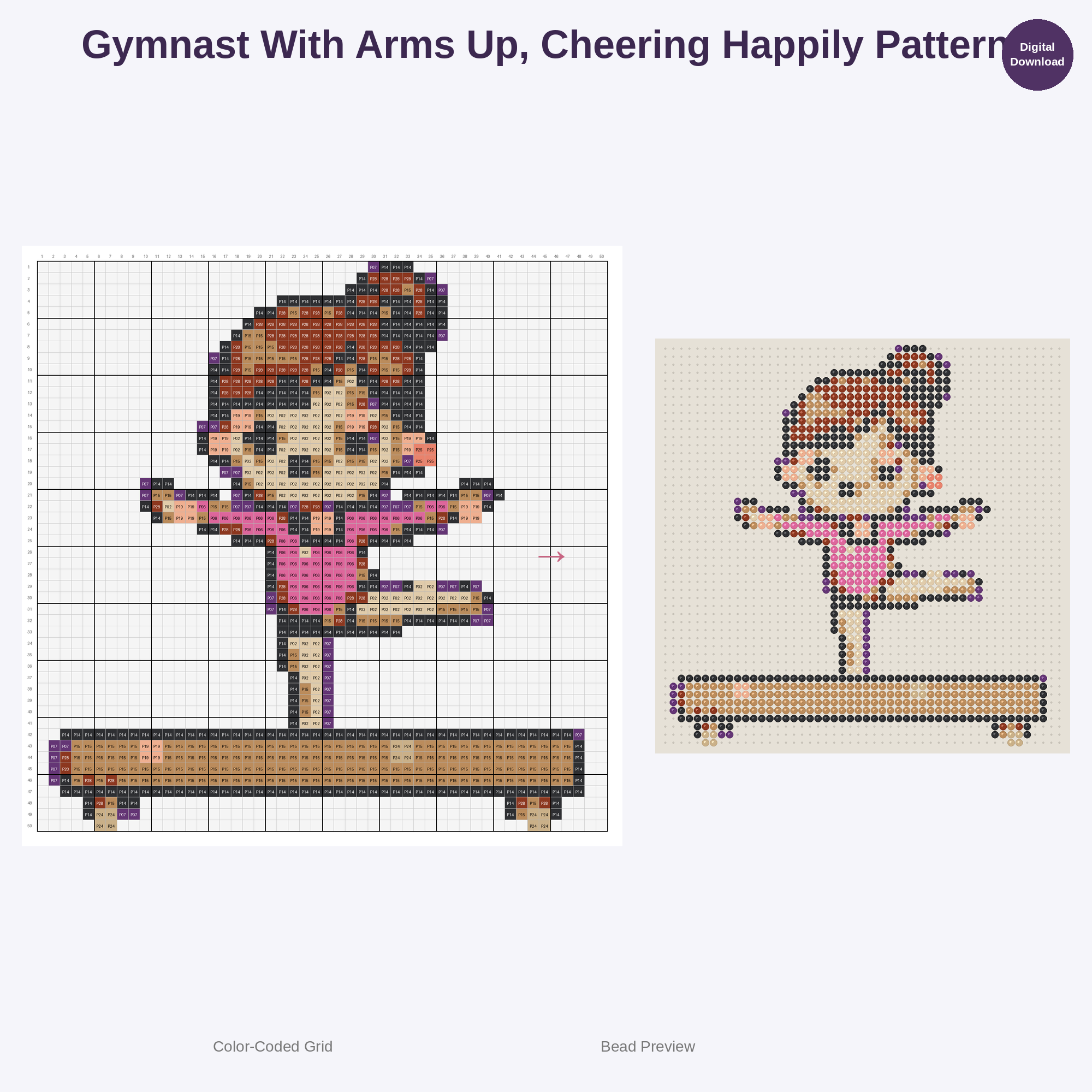 Kawaii Kids Gymnastics Perler Bead Patterns Bundle, 48 Designs (PDF Digital Download)