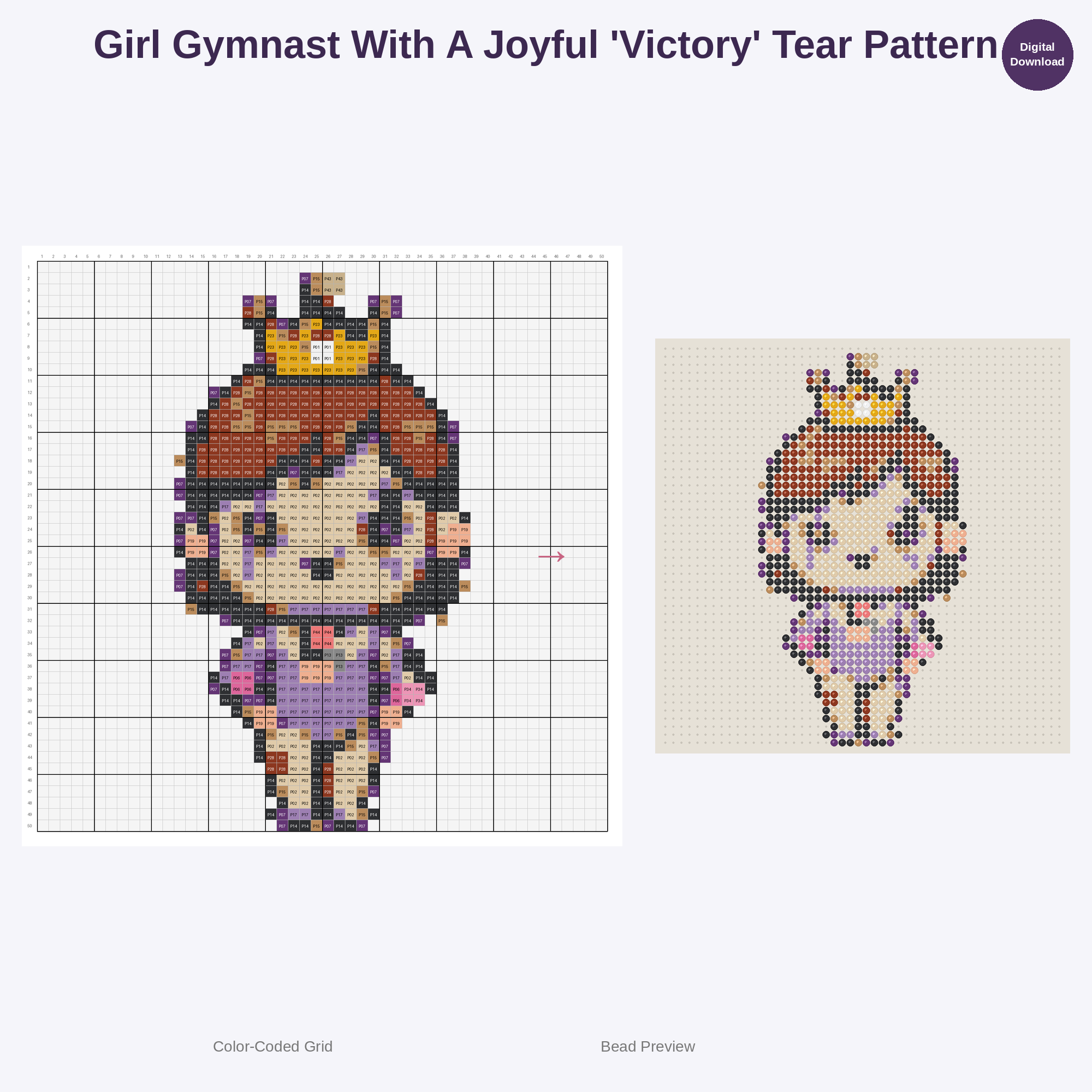 Kawaii Kids Gymnastics Perler Bead Patterns Bundle, 48 Designs (PDF Digital Download)