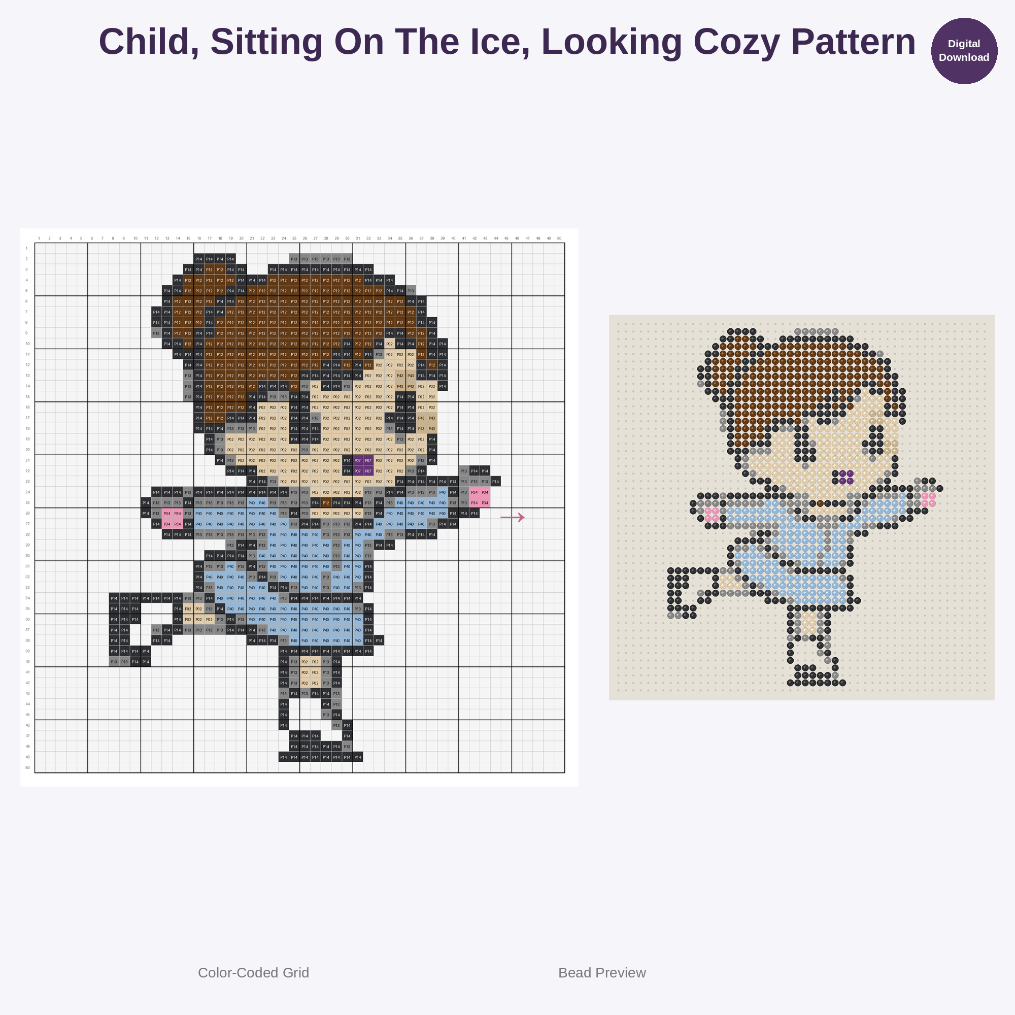 Kawaii Ice Skating Kids Perler Bead Patterns Bundle, 48 Designs (PDF Digital Download)